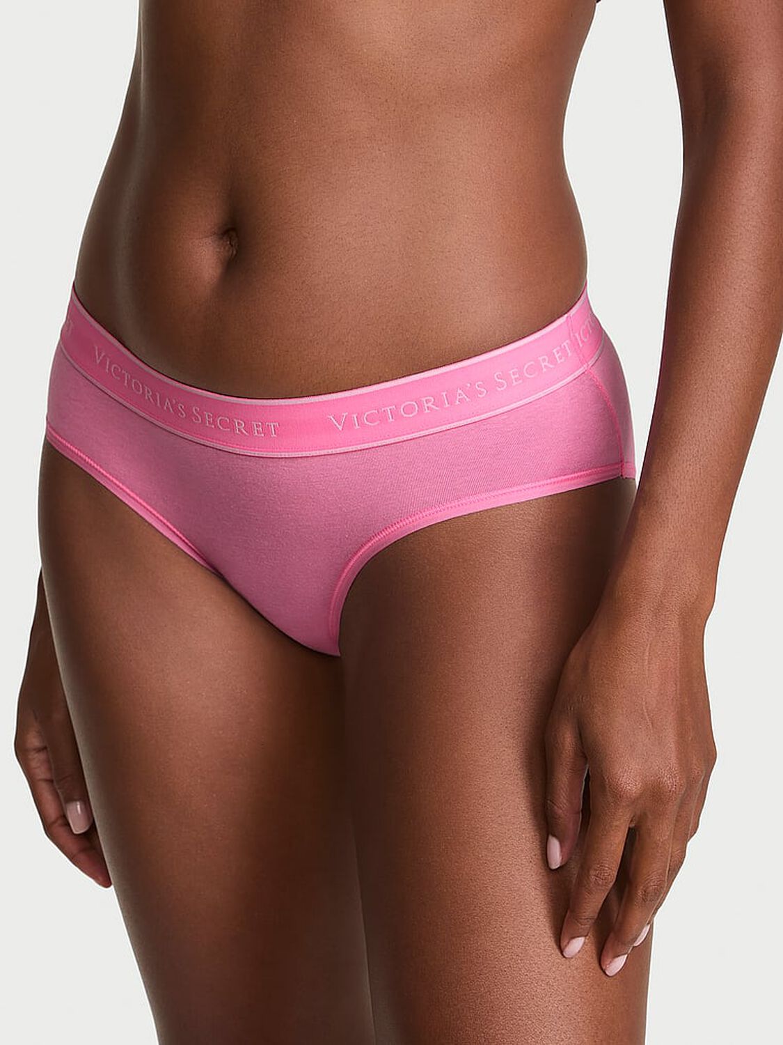 vs Cotton Logo Cotton Strappy Hiphugger Panty Sexy Little Pink 1 of 2 