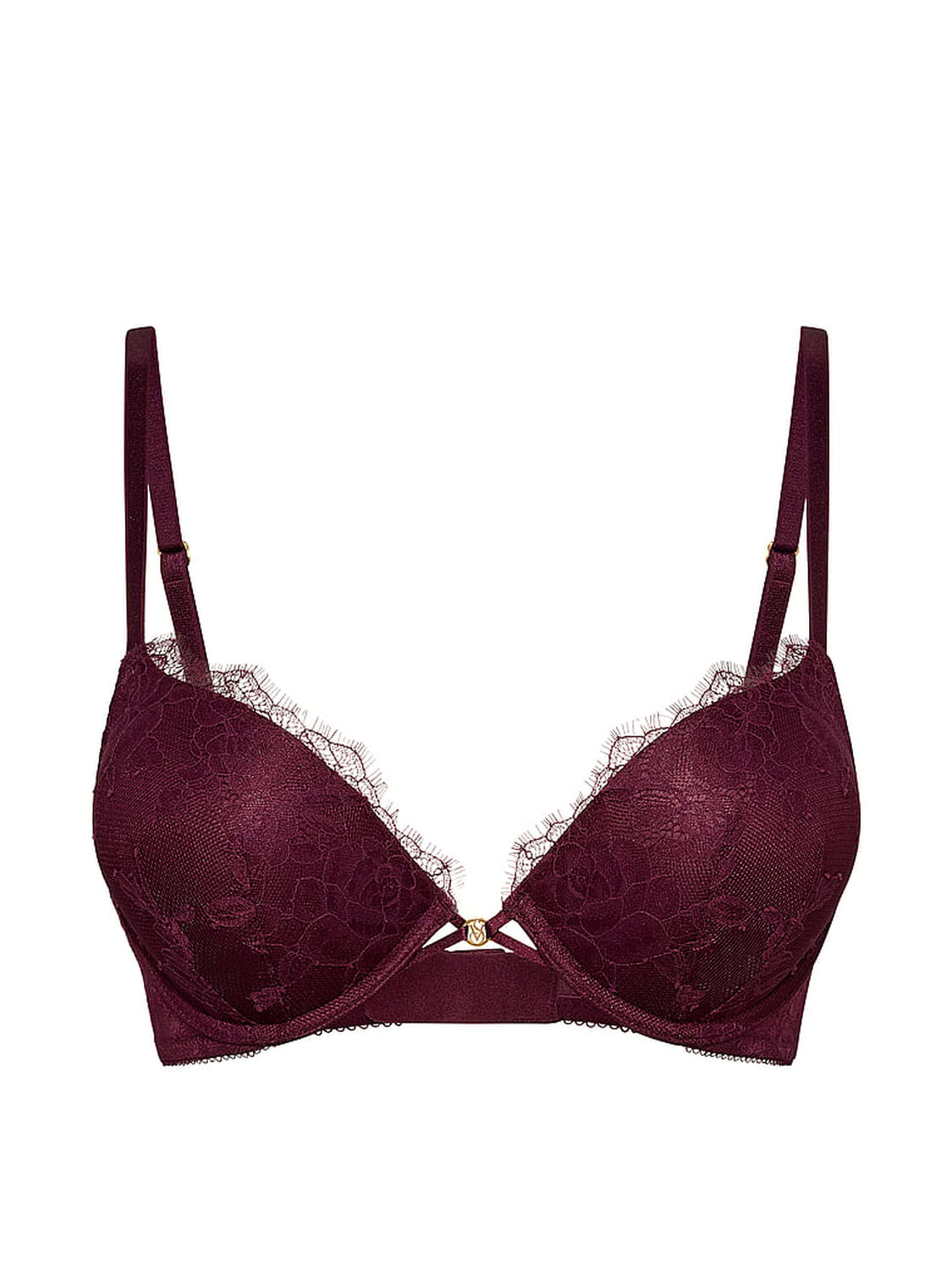 vs Very Sexy Bombshell Add-2-Cups Rose Lace Push-Up Bra Rich Maroon 3 of 4 