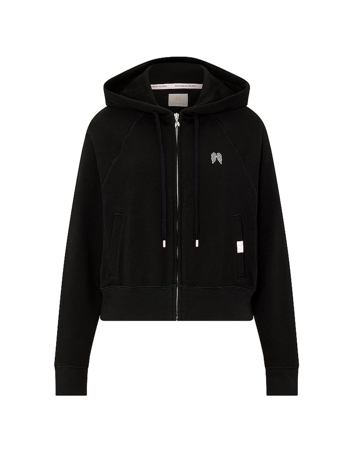 vs Angel Essentials Terry Cropped Full-Zip Hoodie Pure Black 3 of 3 