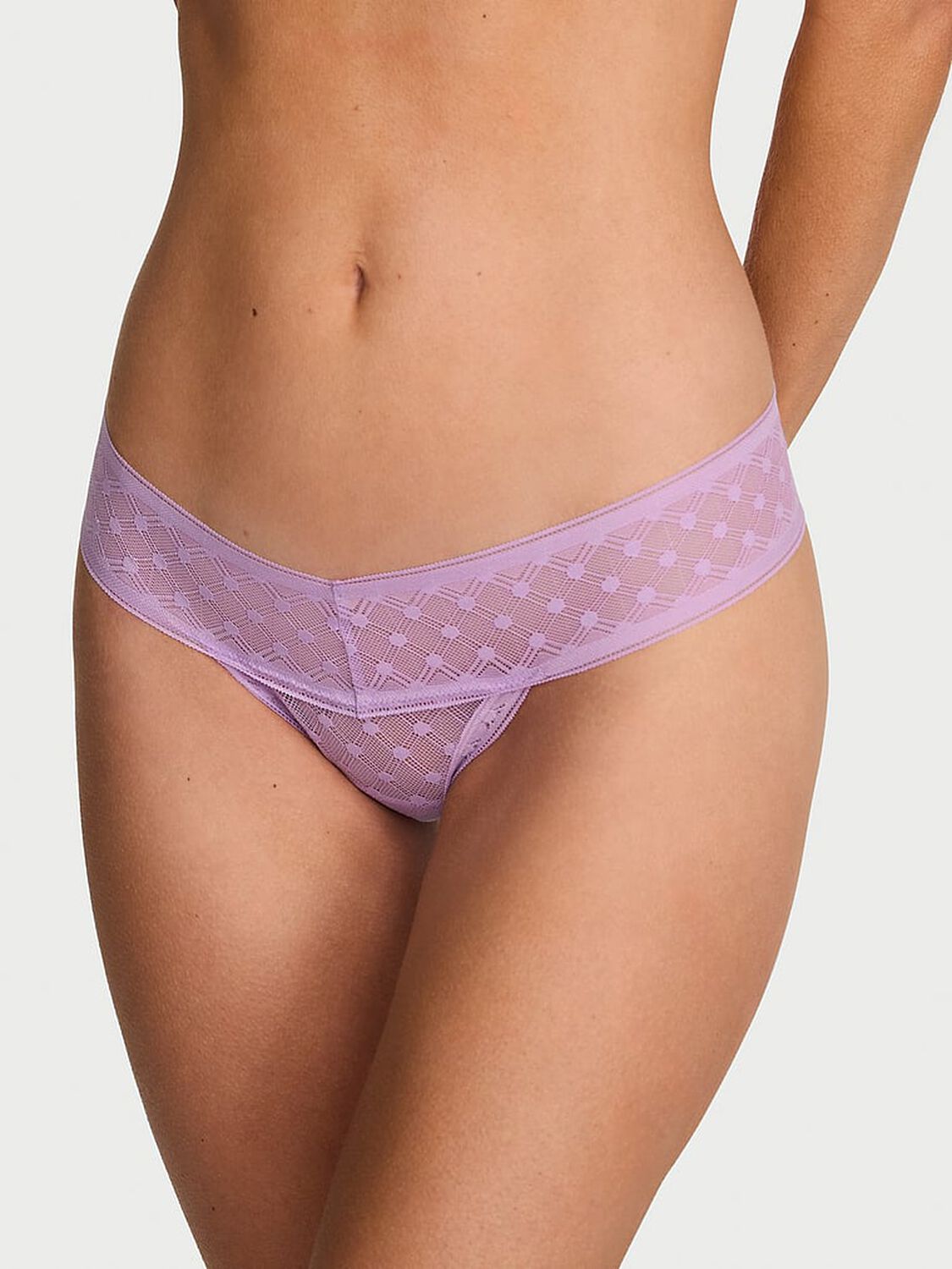 vs The Lacie Dot Geo Lace Thong Panty Candy Violet 1 of 3 