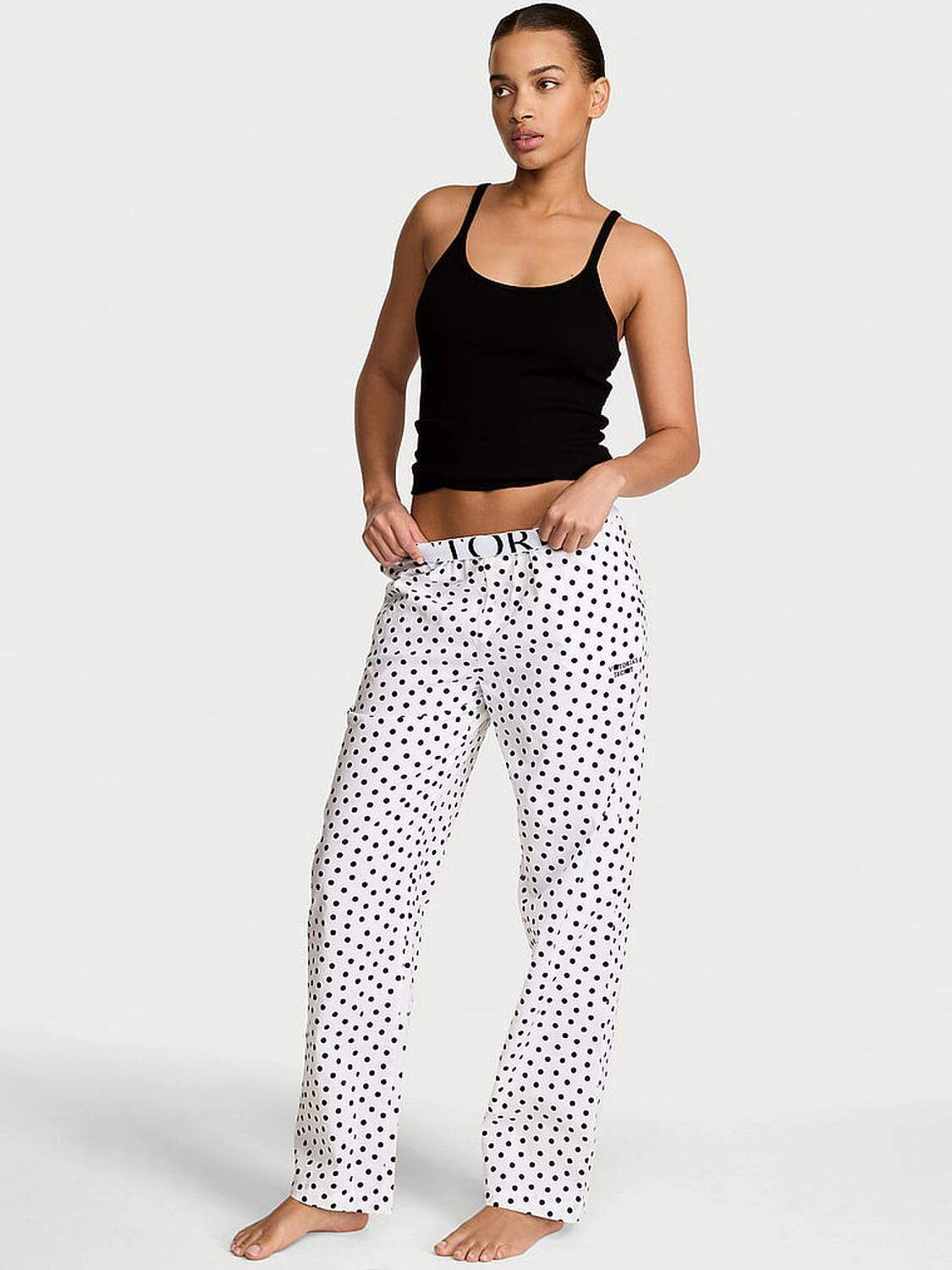 vs Victoria's Secret Mix & Match Heritage Cotton Pajama Pant Vs White Dots 1 of 3 