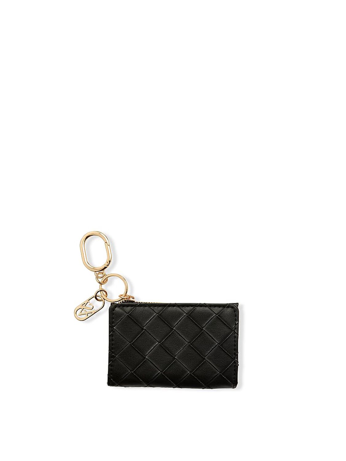 vs Victoria's Secret Foldover Card Case Keychain Black Woven 1 of 2 