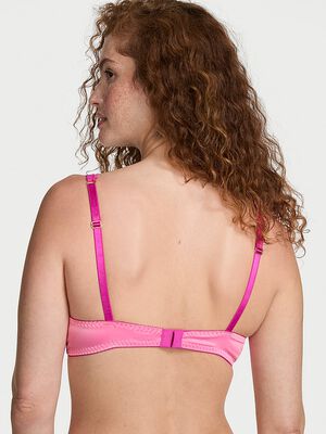 Tease Satin Lace-Trim Wireless Plunge Bra