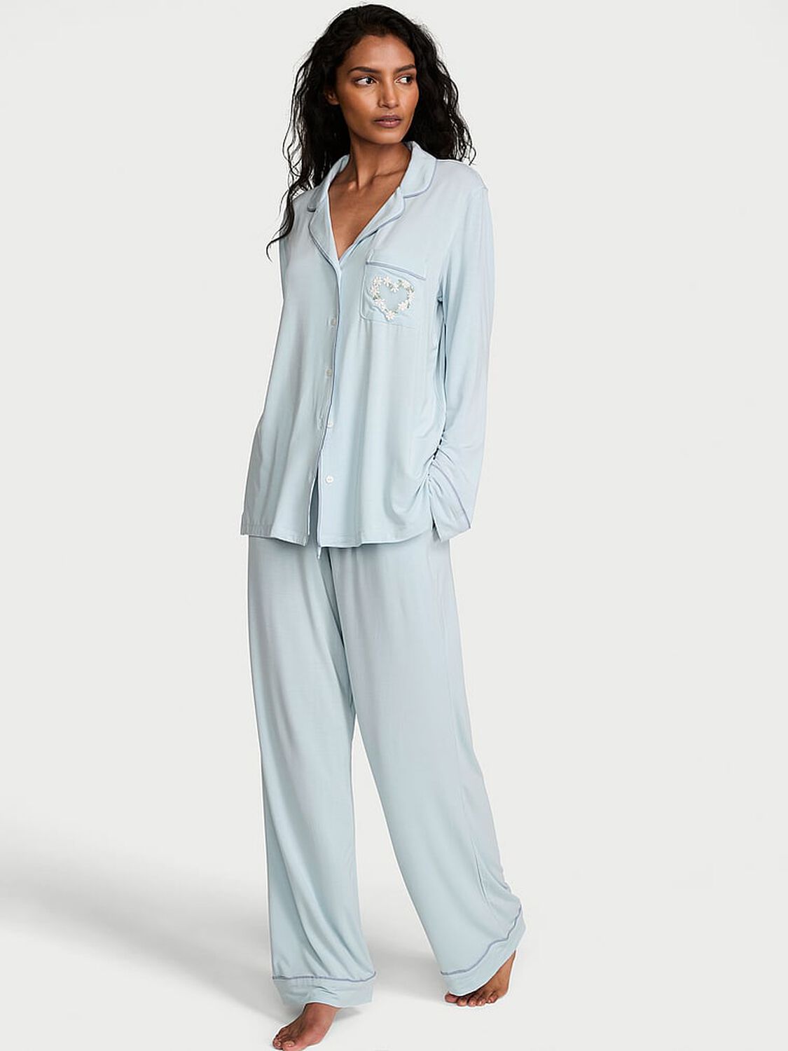 vs Victoria's Secret SoSoft&trade; Modal Daisy Long Pajama Set Celestial Blue 1 of 3 