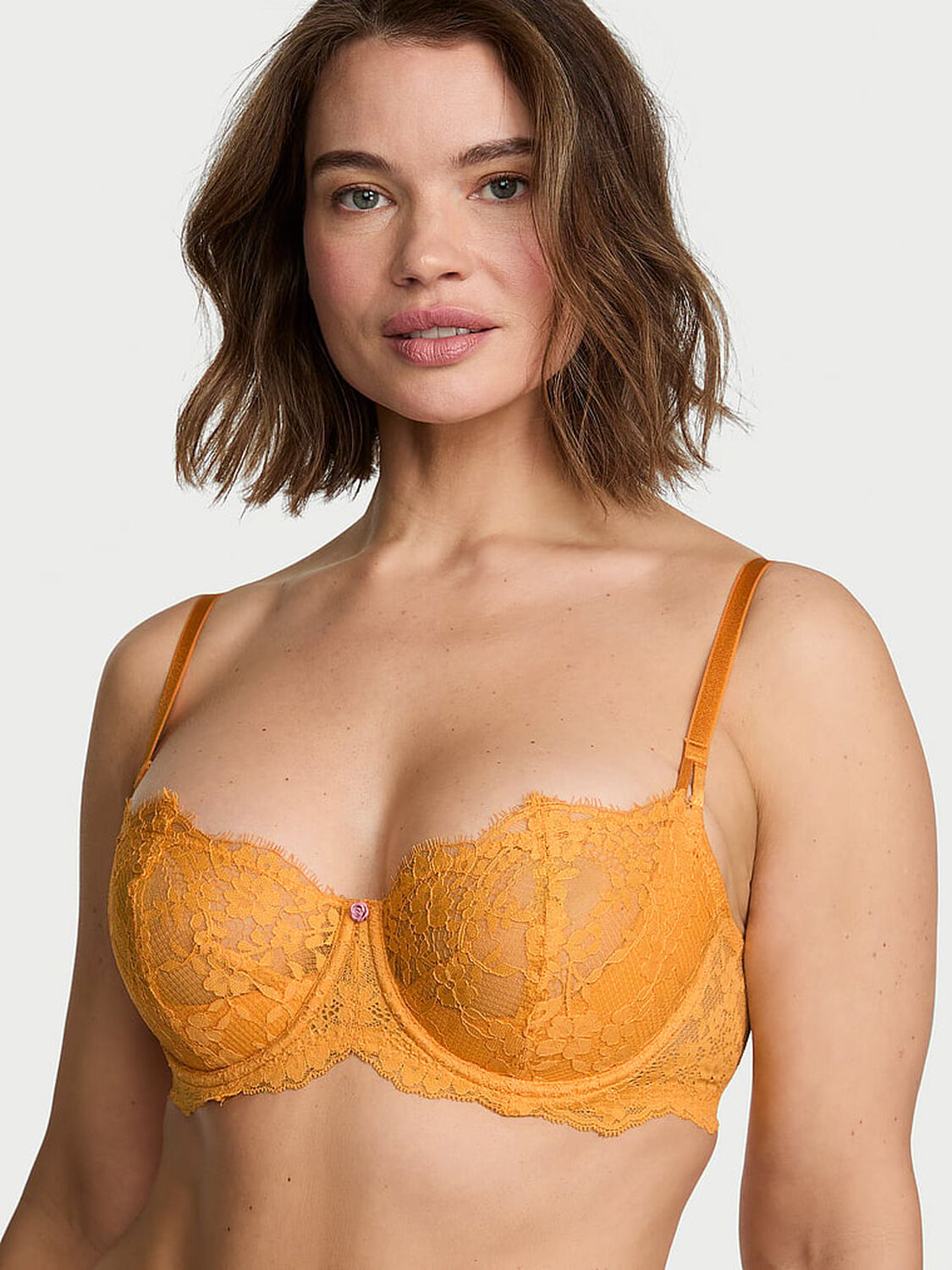 vs Dream Angels Wicked Unlined Lace Balconette Bra Signal Yellow 1 of 4 