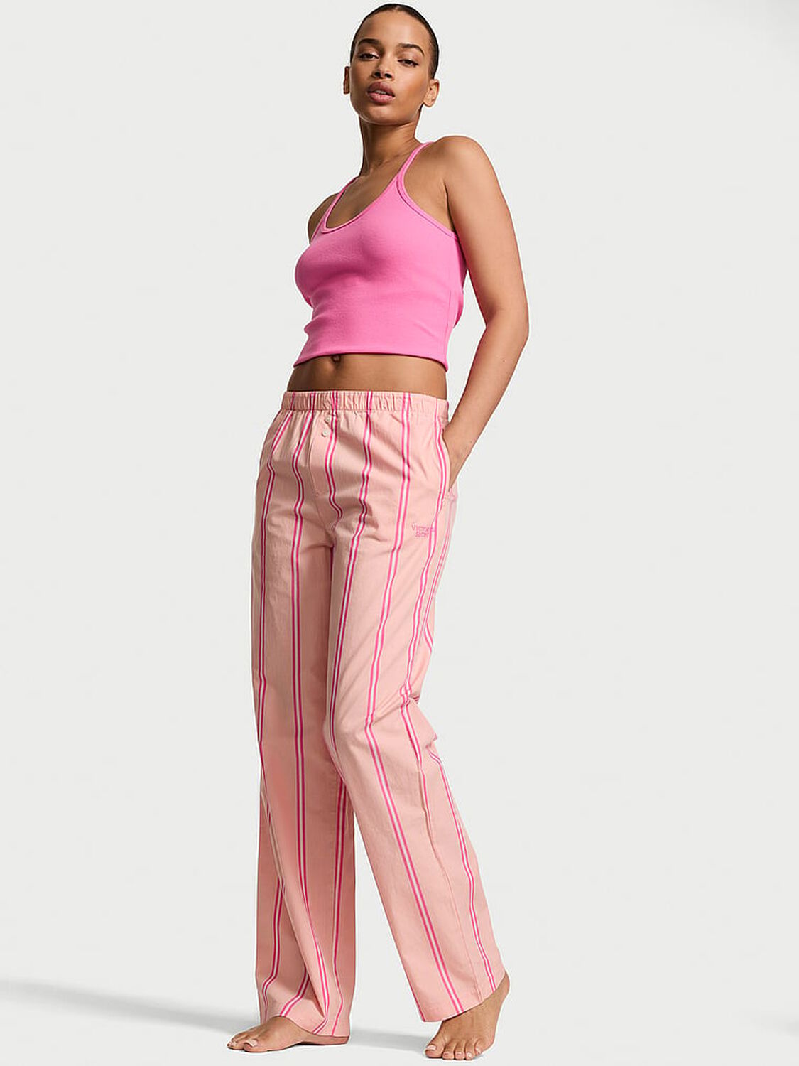 vs Victoria's Secret Mix & Match Sleep Heritage Cotton Pajama Pants Pink Gin Stripes 1 of 3 