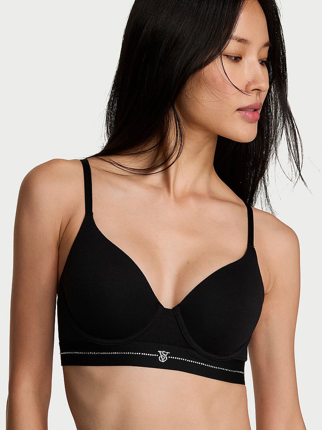 vs The T-Shirt Perfect Shape Signature Shine Cotton Push-Up Bra Black 1 of 3 