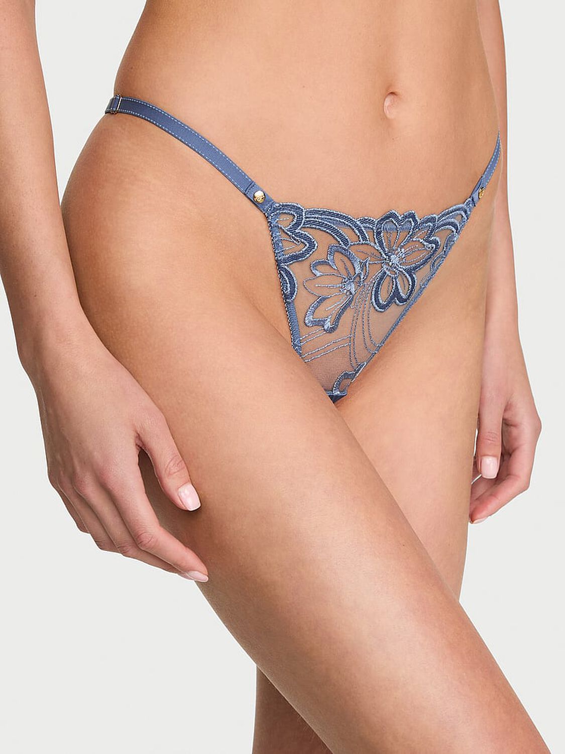 vs Very Sexy Denim Embroidery Brazilian Panty Denim Blue 1 of 3 