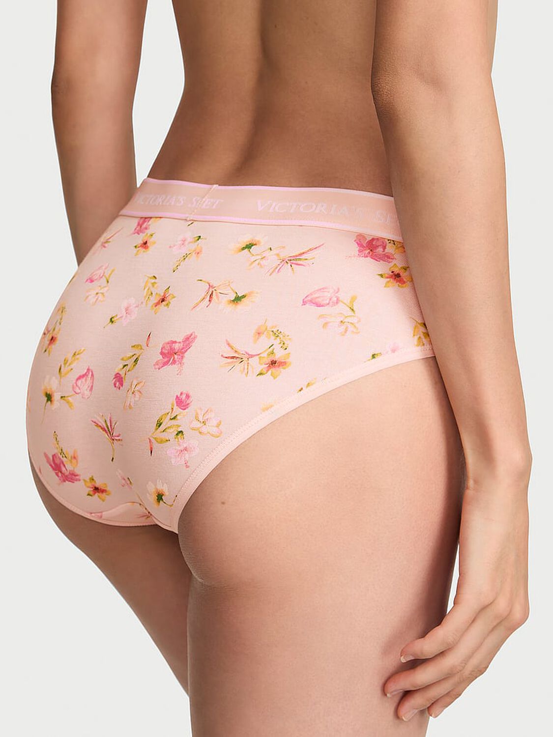 vs Cotton Logo Cotton Hiphugger Panty Pink Tint Floral 2 of 2 