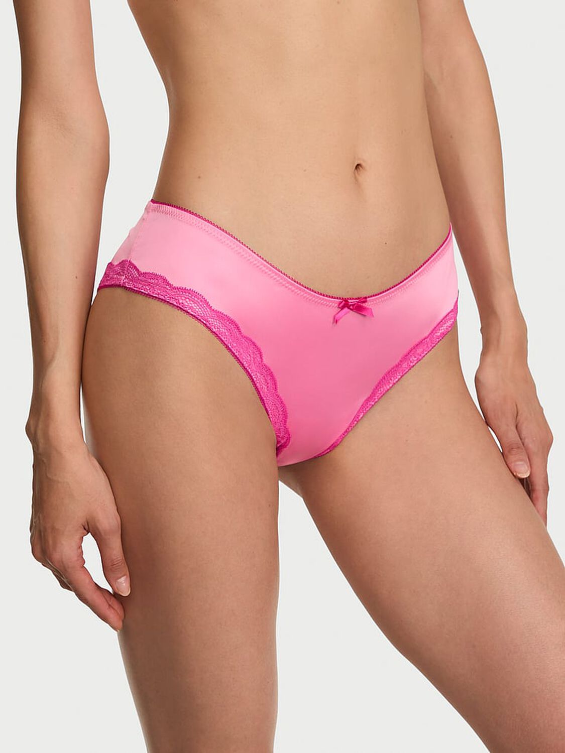 vs Victoria's Secret Tease Satin Lace-Trim Cheeky Panty Sexy Little Pink 1 of 3 