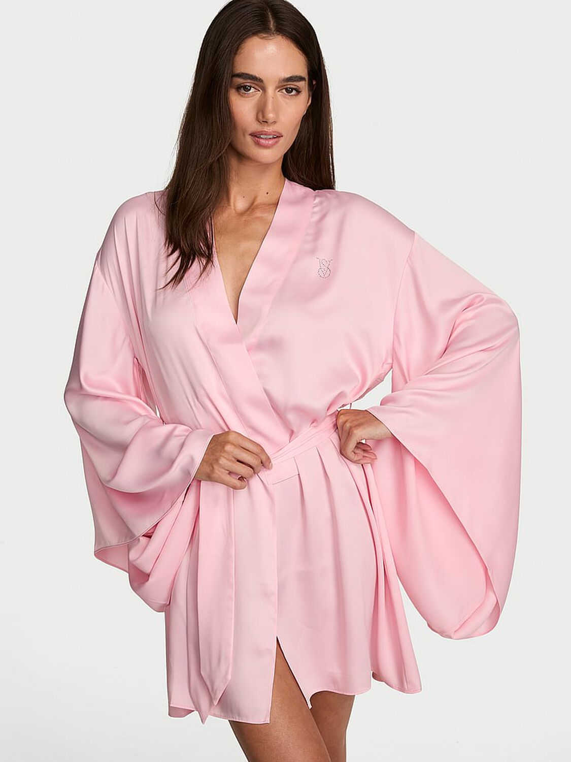 vs Very Sexy VSFS '26 Satin Short Wide-Sleeve Robe Pretty Blossom 2 of 4 