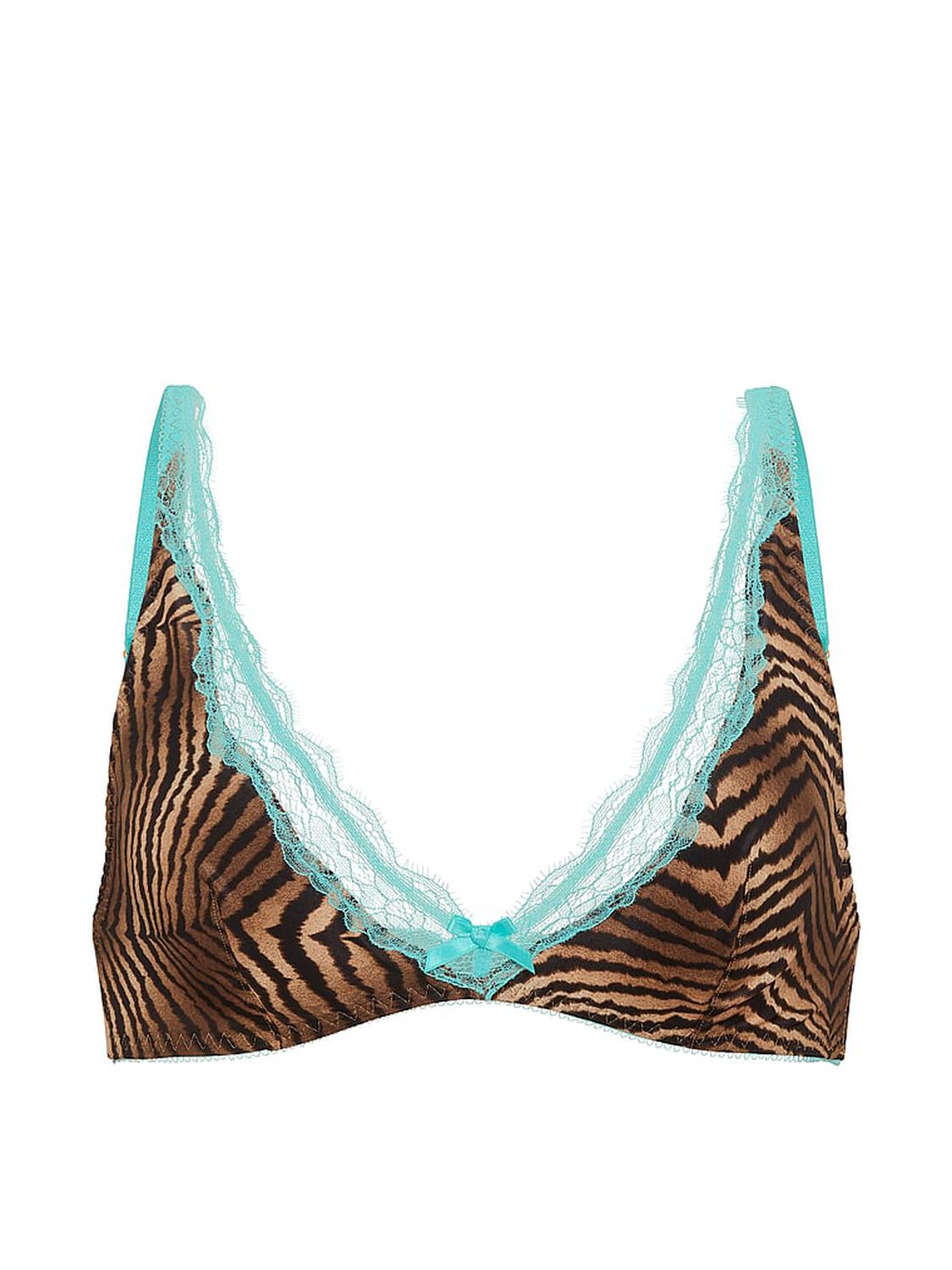 vs Victoria's Secret Tease Satin Lace-Trim Wireless Plunge Bra Tiger Print 3 of 3 
