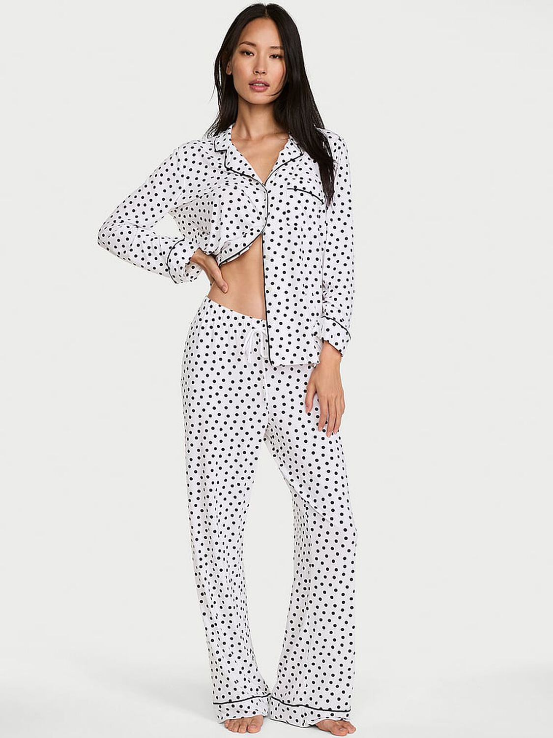 vs Victoria's Secret SoSoft&trade; Modal Long Pajama Set Vs White Dots 1 of 4 