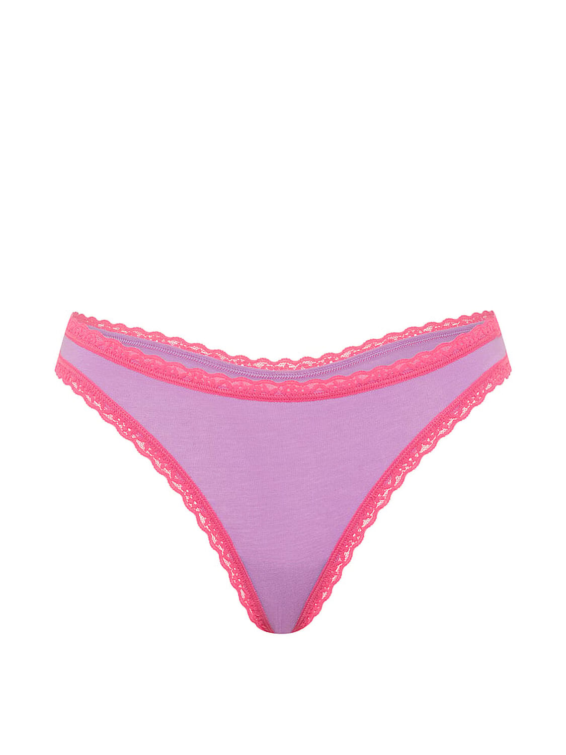 vs Lace Trim Cotton Lace-Waist Thong 3 of 3 