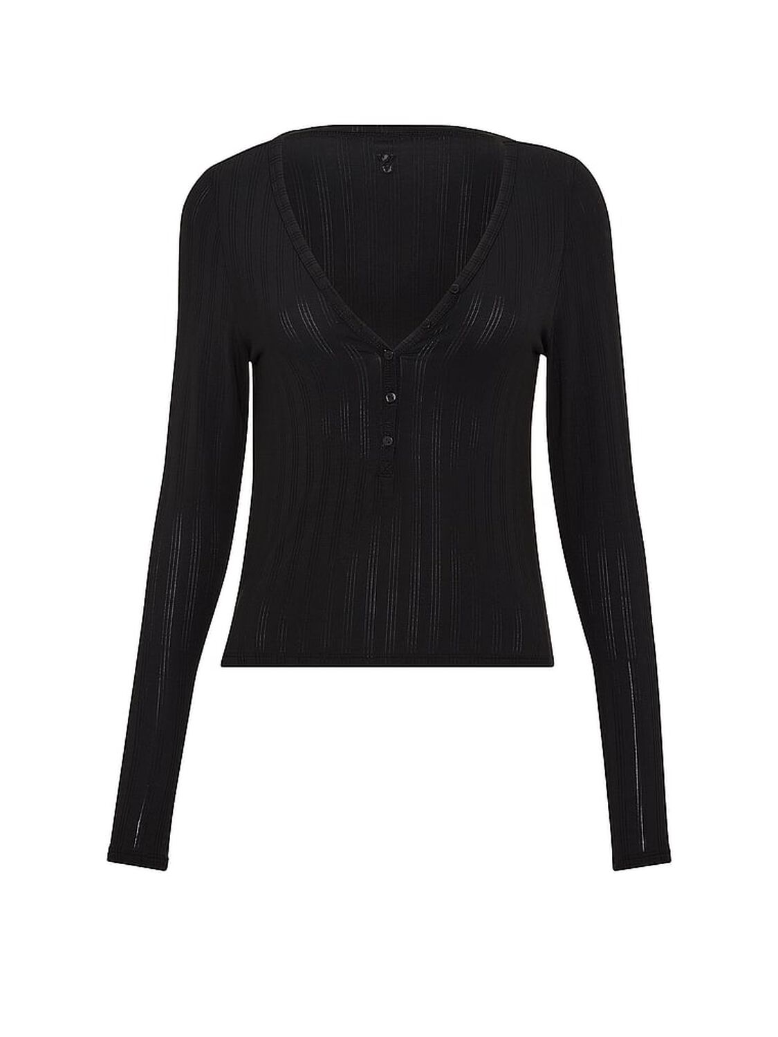 vs Victoria's Secret SoSoft&trade; Modal Ultra-Fine Long-Sleeve Henley Top Black 3 of 3 
