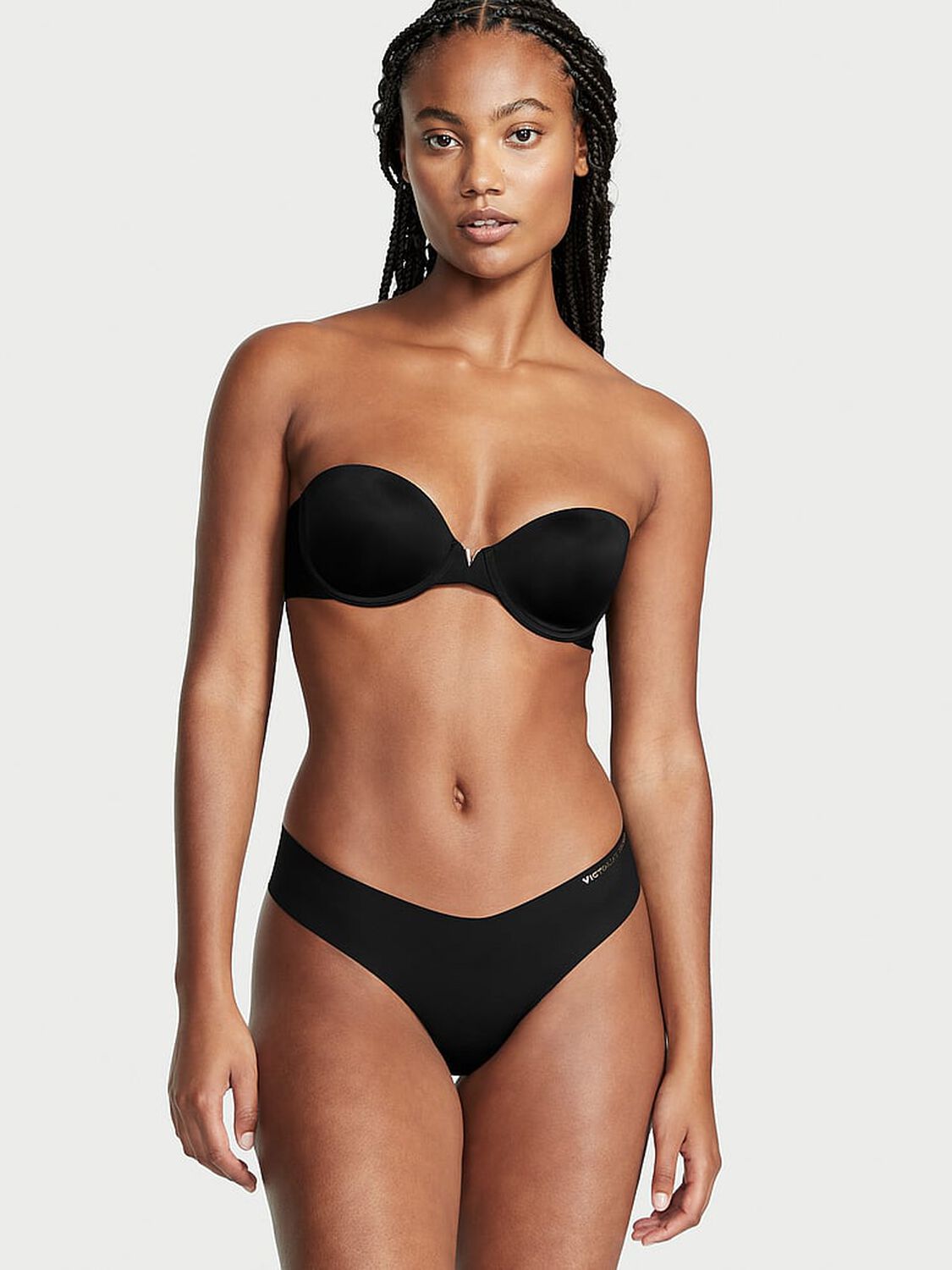 vs Victoria's Secret Bare Illusions Lightly Lined Smooth Strapless Bra Black 1 of 6 