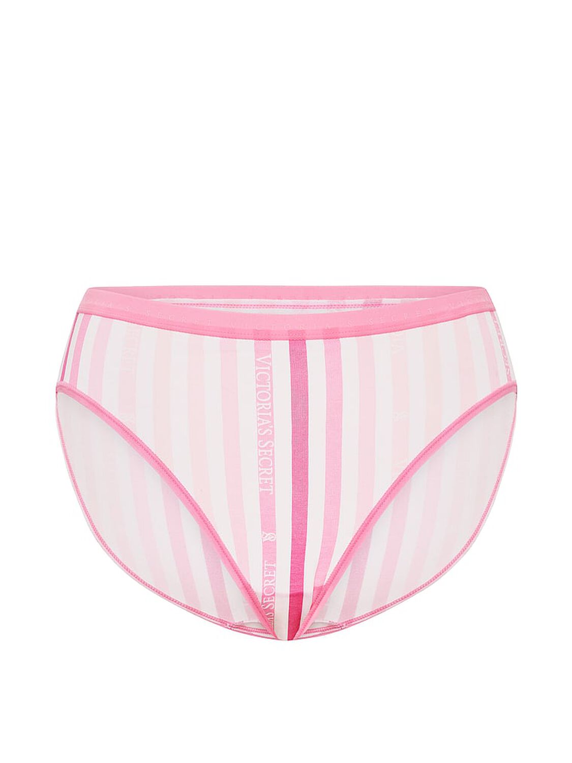 vs Victoria's Secret Stretch Cotton High-Leg Brief Panty Pink Logo Stripes 3 of 3 