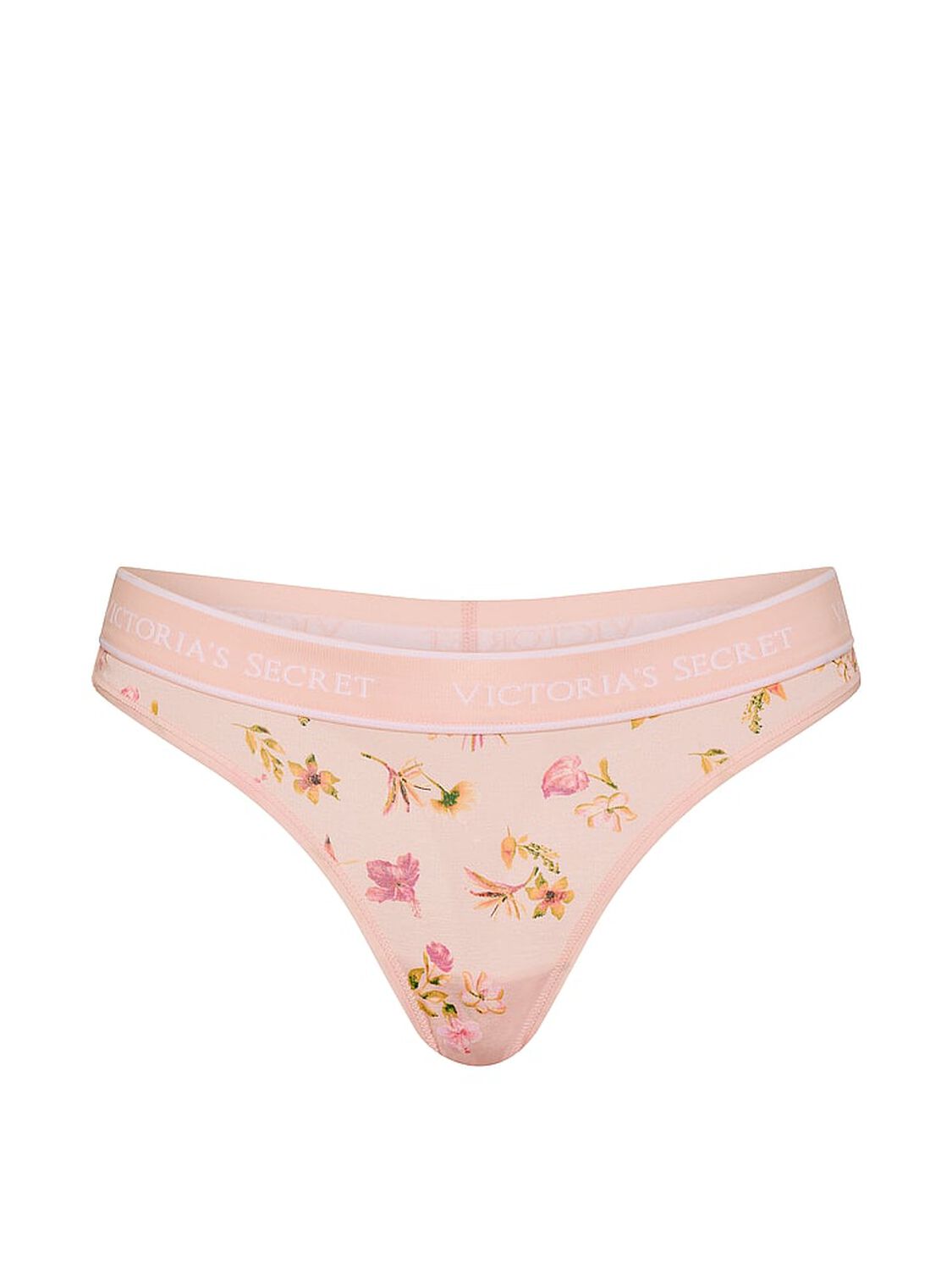 vs Cotton Logo Cotton Thong Panty Pink Tint Floral 3 of 3 