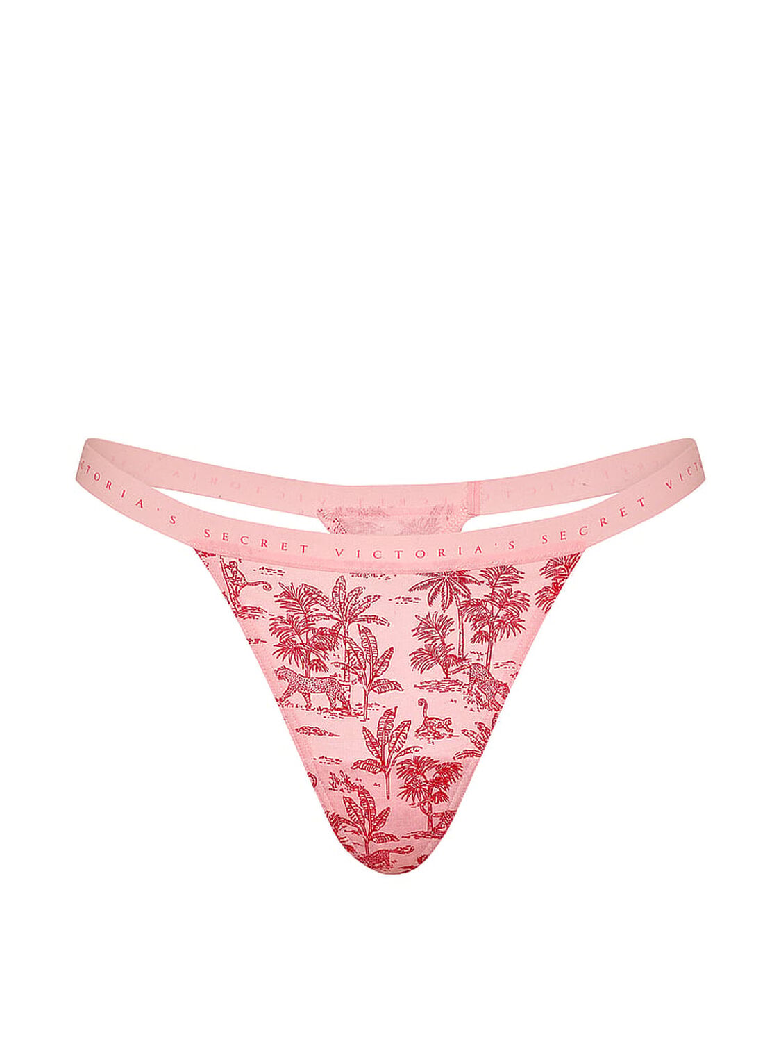 vs Victoria's Secret Stretch Cotton V-String Panty Pink Jungle Toile 3 of 3 