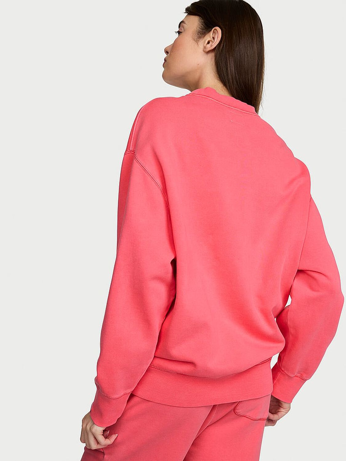 vs Angel Essentials Effortless Fleece Crewneck Sweatshirt Poppy 2 of 3 