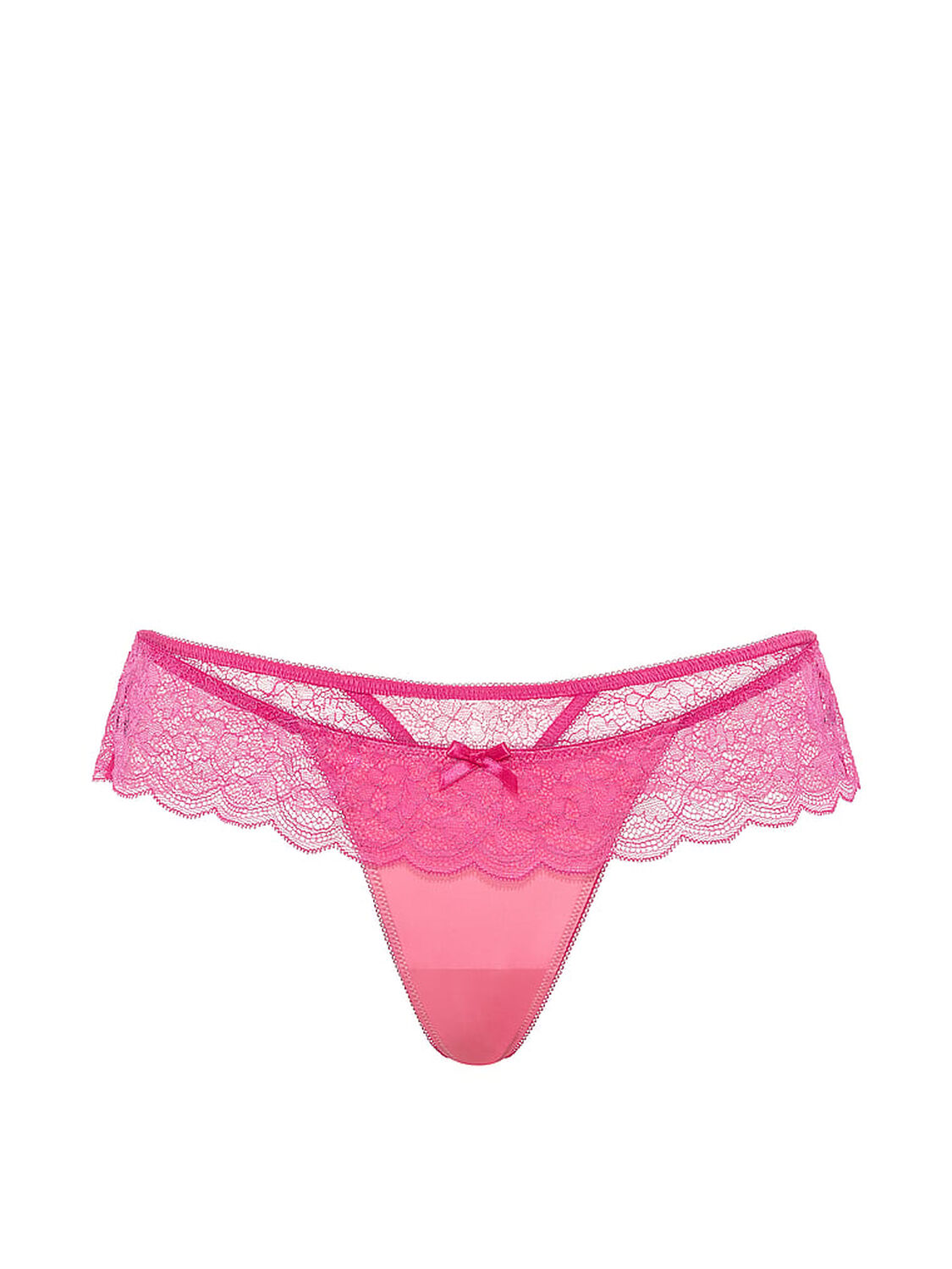 vs Victoria's Secret Tease Satin Lace-Trim Skirted Thong Panty Sexy Little Pink 3 of 3 