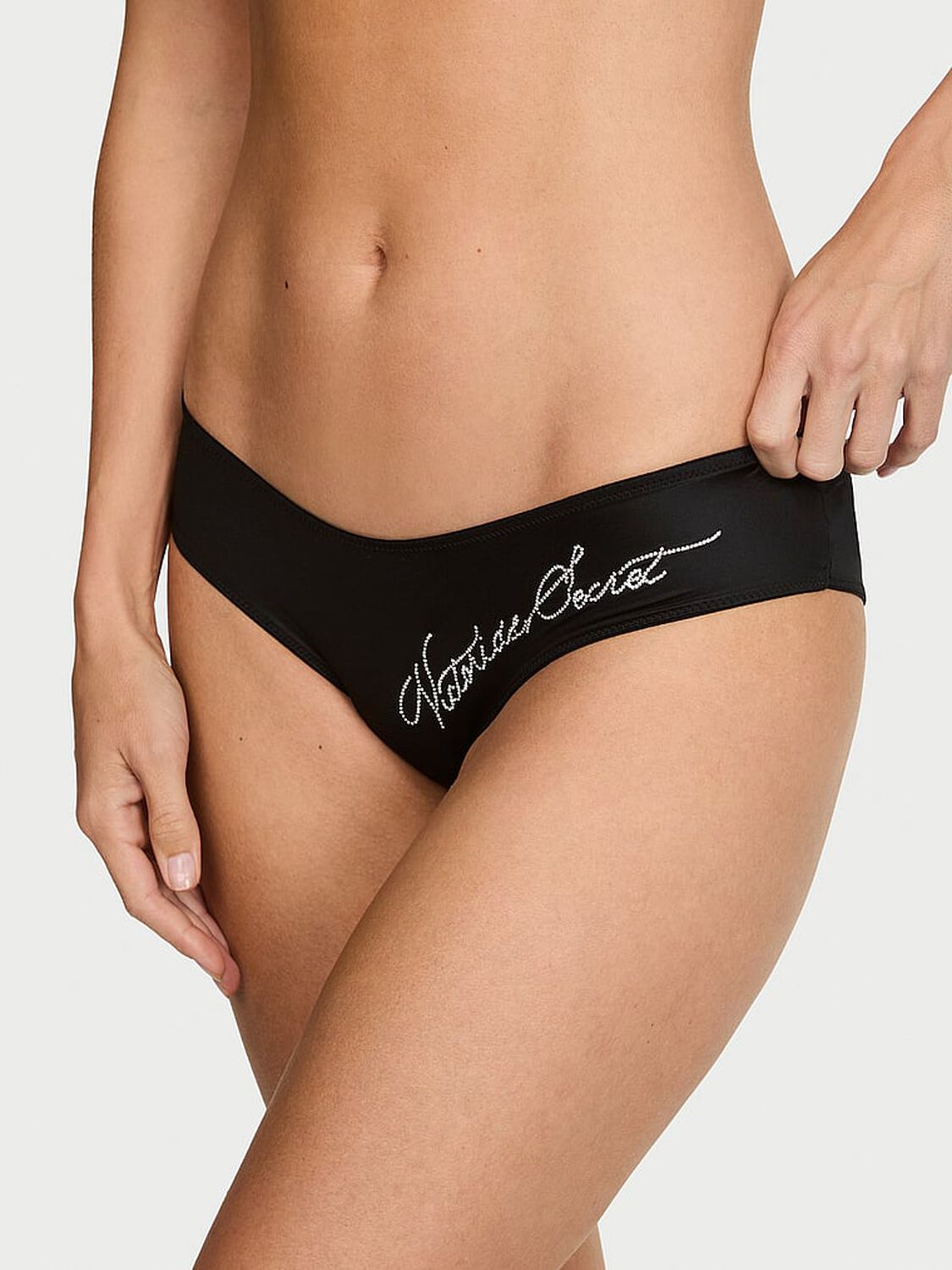 vs Very Sexy Shine Script Low-Back Cheeky Panty Black 1 of 3 