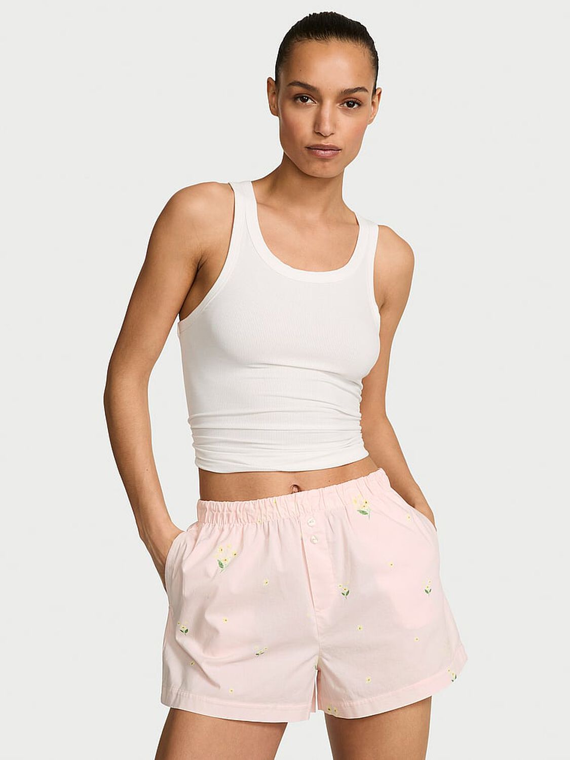 vs Victoria's Secret Mix & Match Sleep Perfect Ribbed Tank Top Angel Pink 1 of 4 