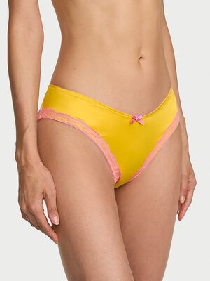 Tease Satin Lace-Trim Cheeky Panty