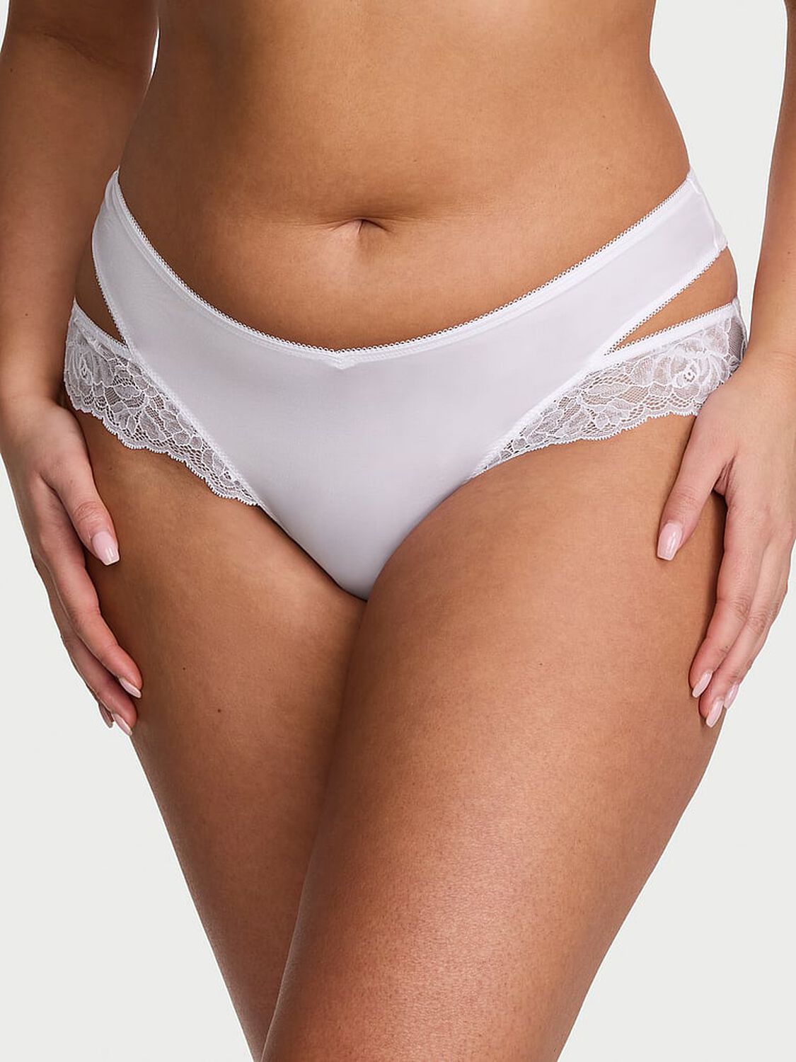 vs Very Sexy Rose Lace-Trim Cut-Out Cheeky Panty White 1 of 3 