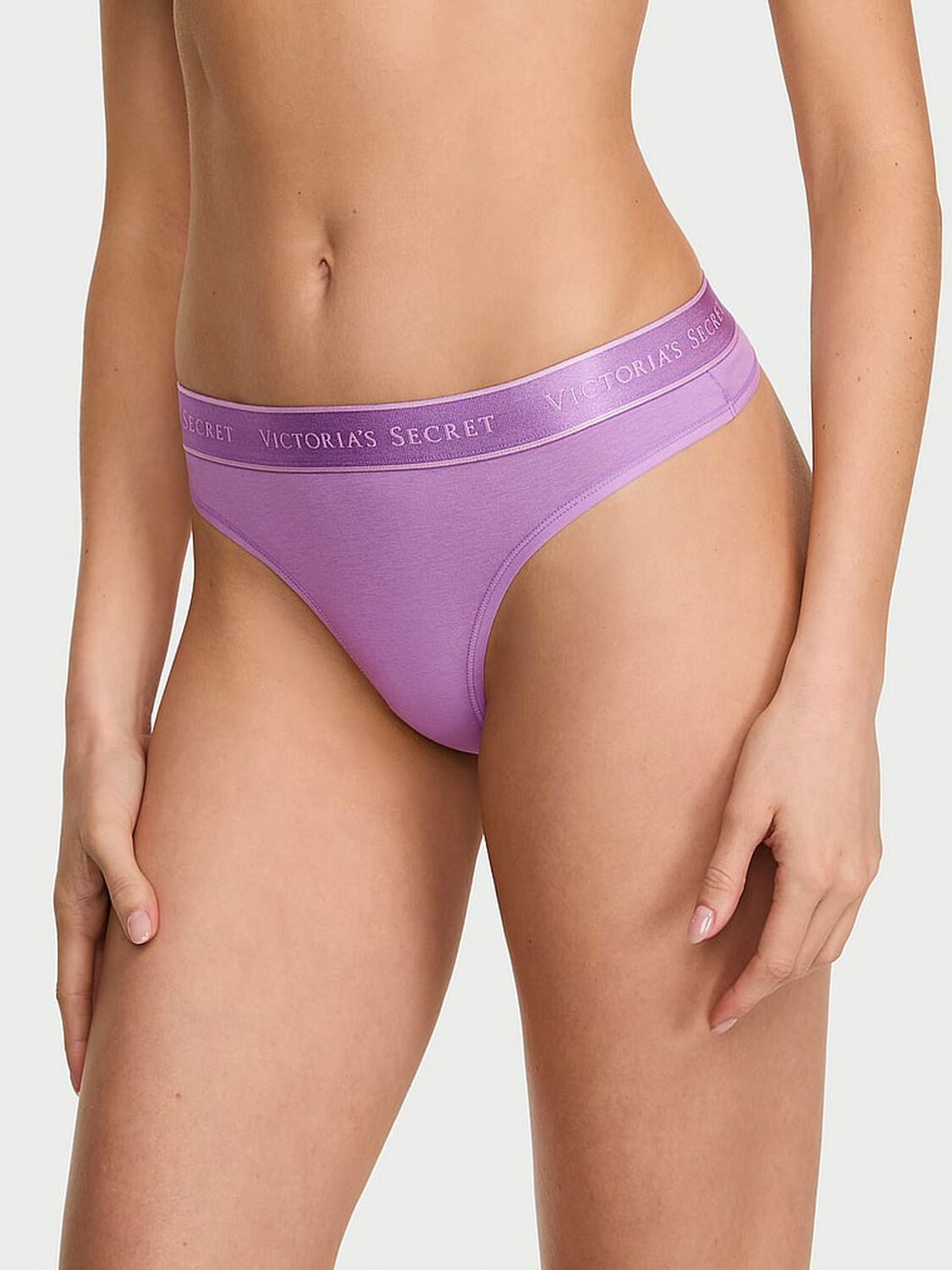 vs Cotton Logo Cotton Thong Panty Candy Violet 1 of 3 