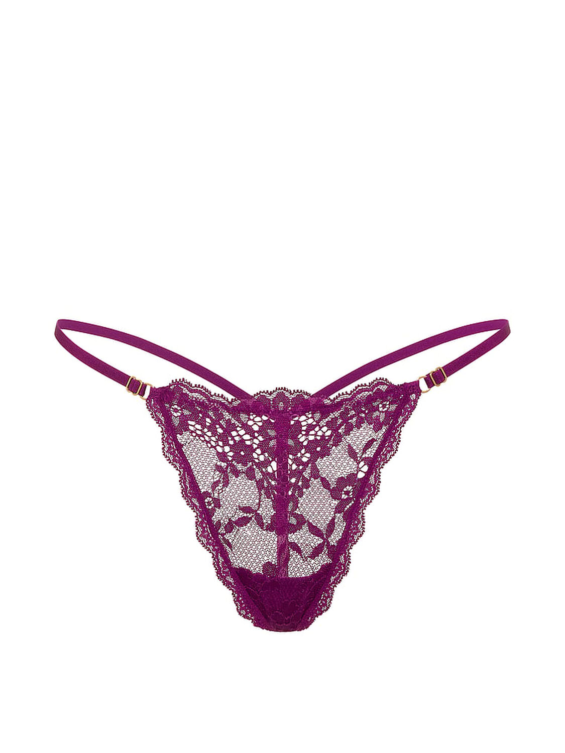 vs Dream Angels Lace Adjustable V-String Panty Rhubarb 3 of 3 