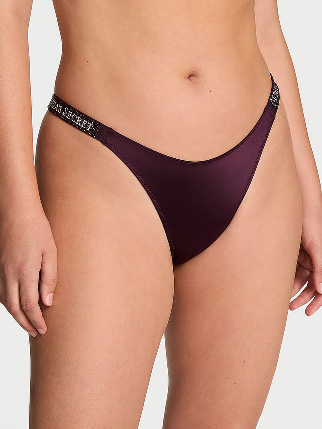 vs Very Sexy Shine Strap Brazilian Panty Winter Wine 1 of 3 