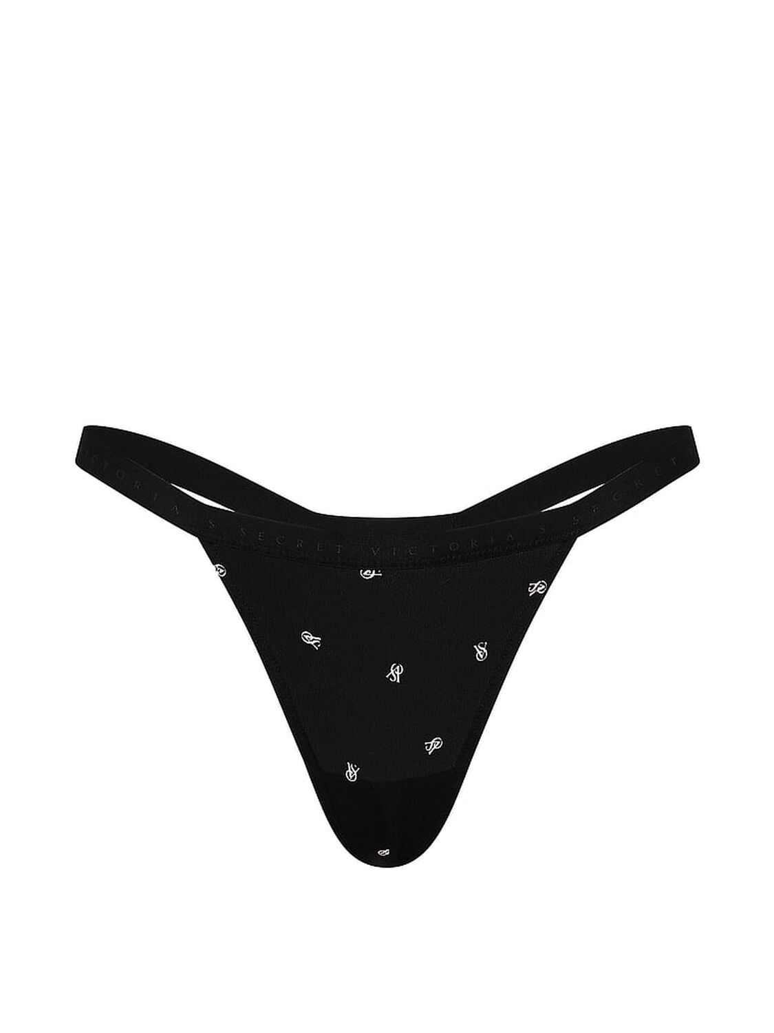 vs Victoria's Secret Stretch Cotton V-String Panty Black Small Logo 3 of 3 