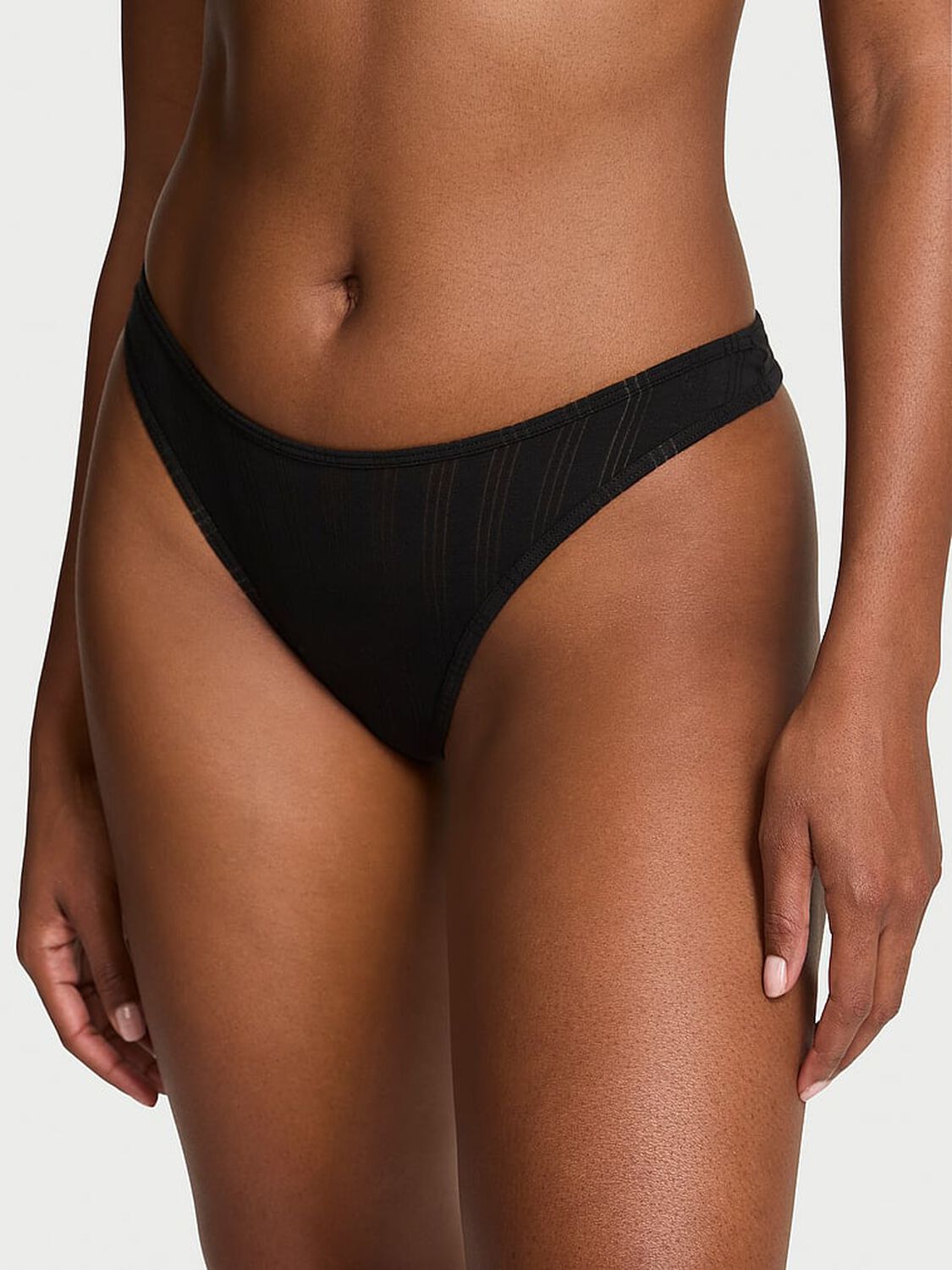vs Victoria's Secret Ultra-Fine Modal High-Leg Scoop Thong Panty Black 1 of 3 