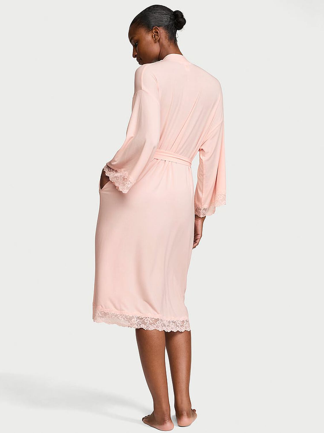 vs Victoria's Secret SoSoft&trade; Modal Lace-Trim Robe Purest Pink 2 of 3 