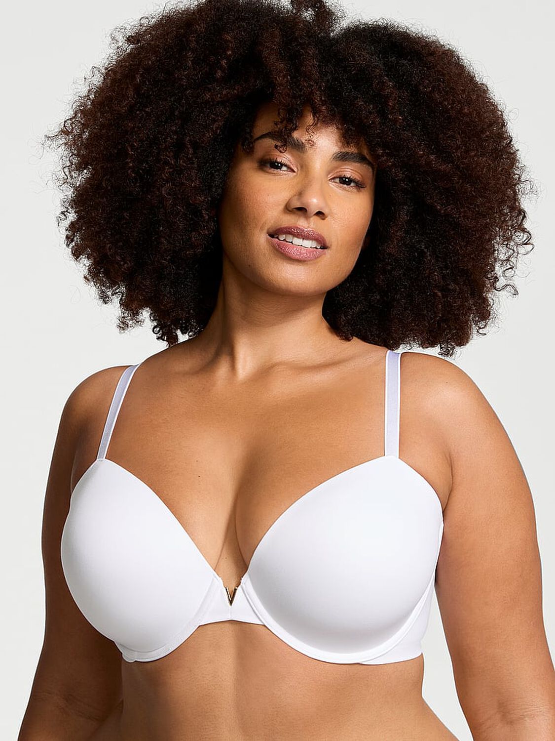 vs Love Cloud Smooth Lightly Lined Plunge Demi Bra Vs White 1 of 5 