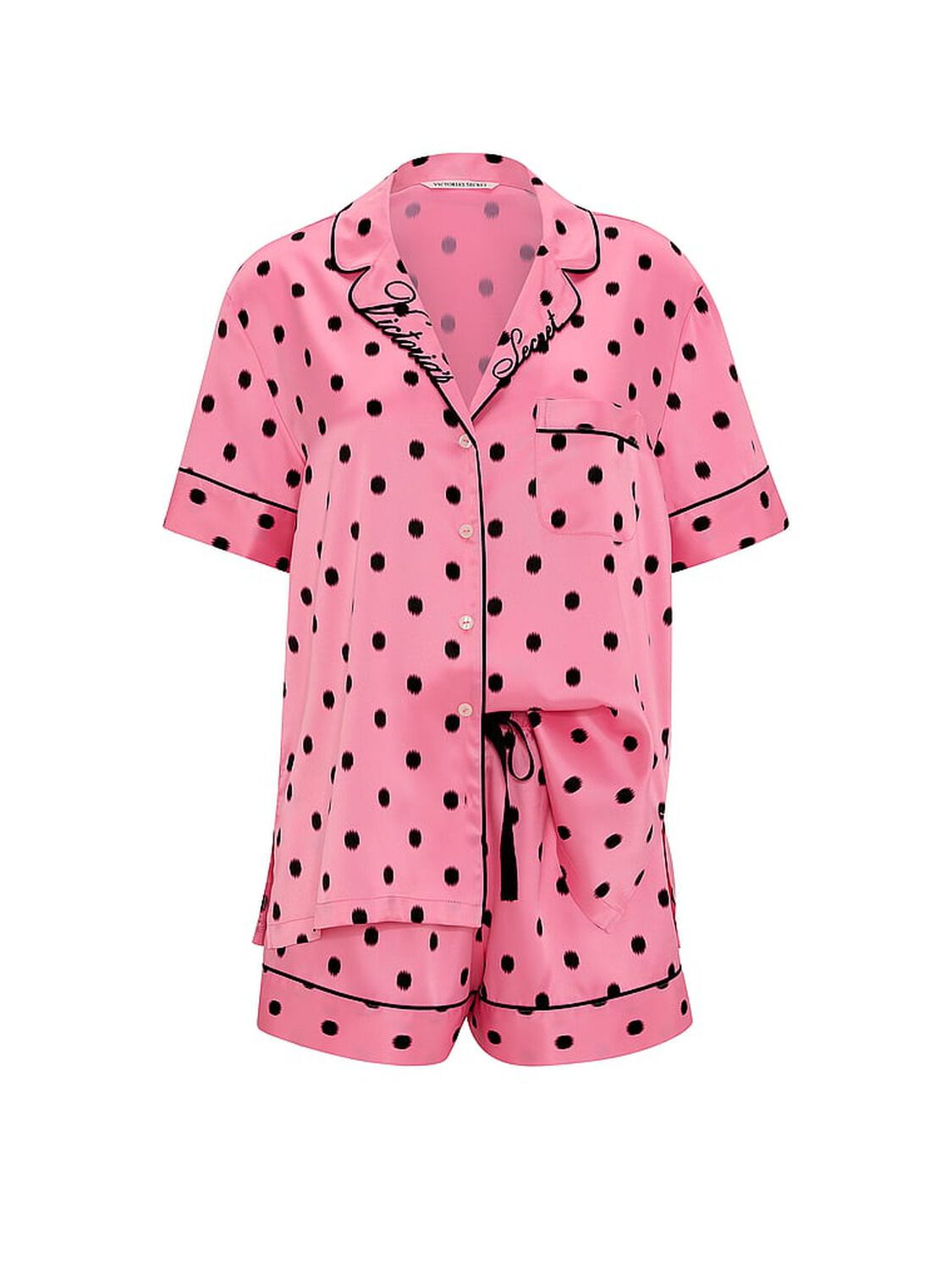 vs Victoria's Secret Signature Satin Short Pajama Set Pink Dot 3 of 3 