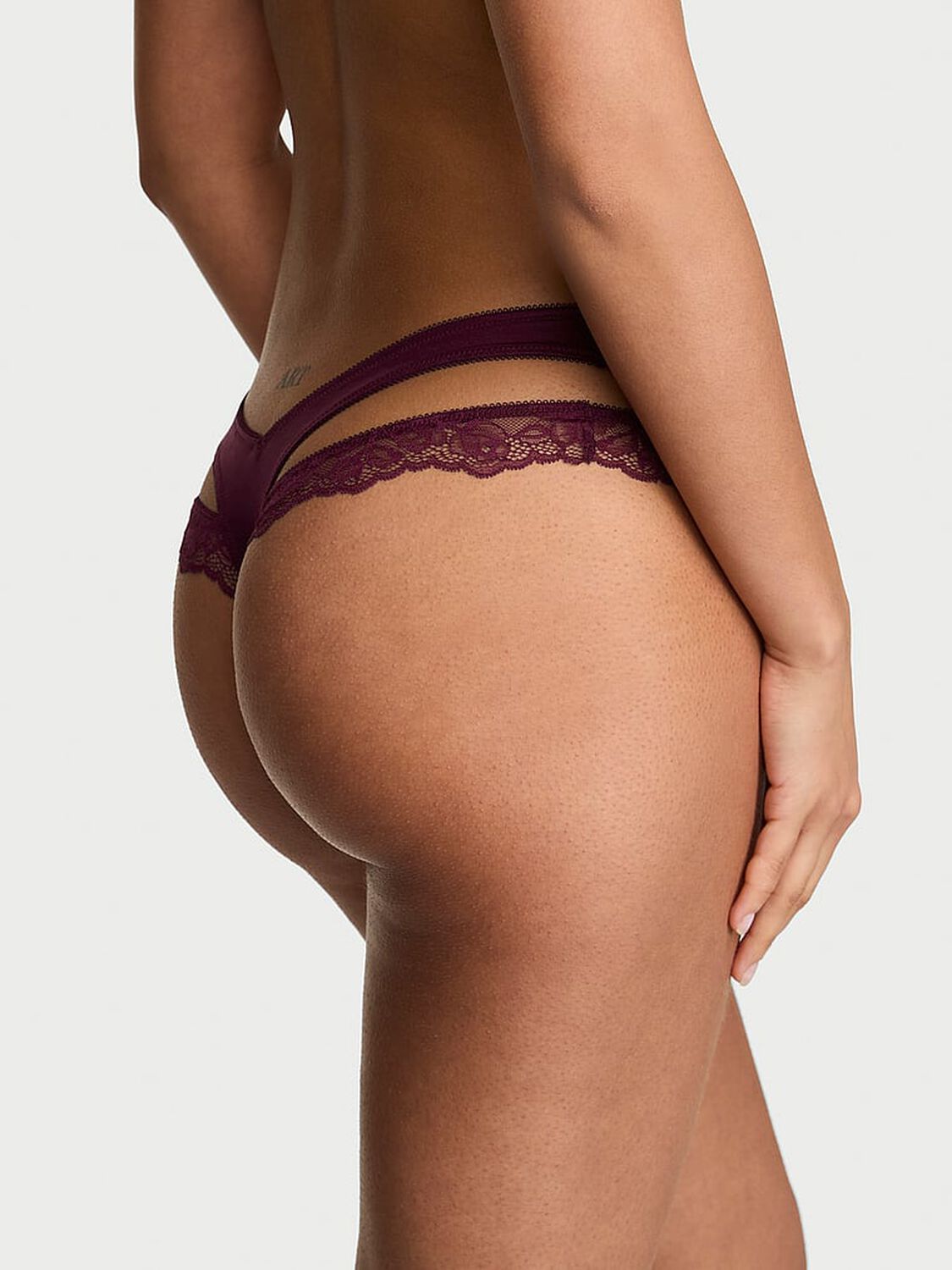 vs Very Sexy Rose Lace-Trim Cut-Out Thong Panty Rich Maroon 2 of 2 
