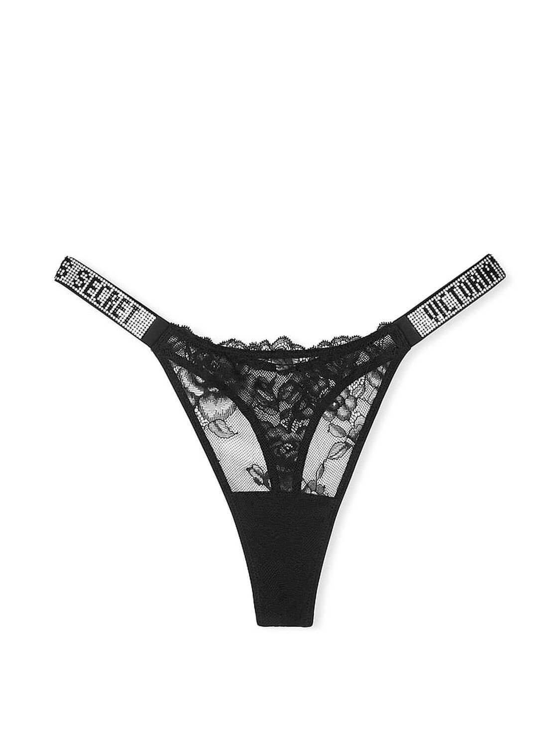 vs Very Sexy Shine Strap Lace Thong Panty Black 3 of 3 