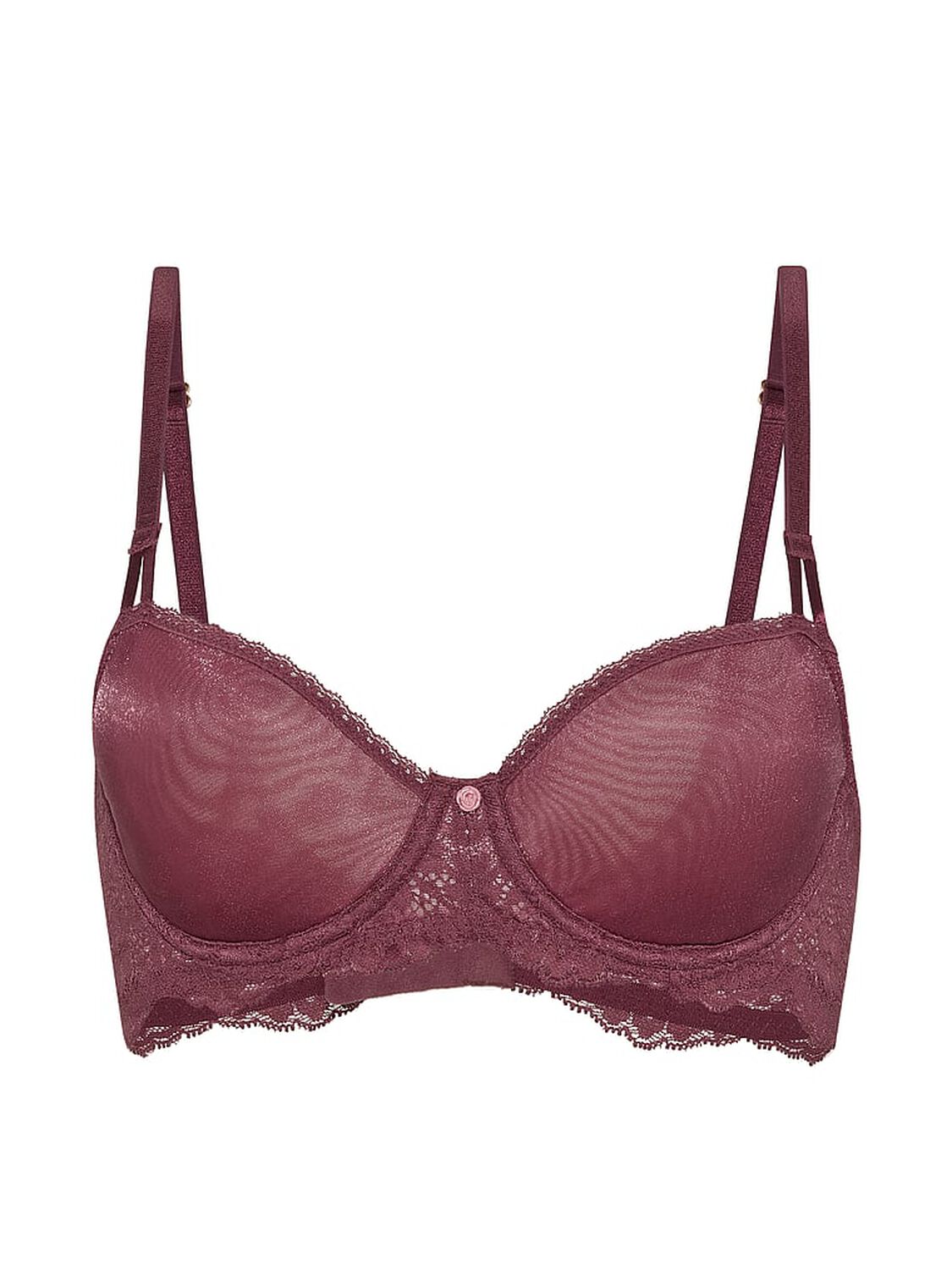 vs Dream Angels Wicked Sheer Shimmer Unlined Balconette Bra Morning Rose 3 of 4 