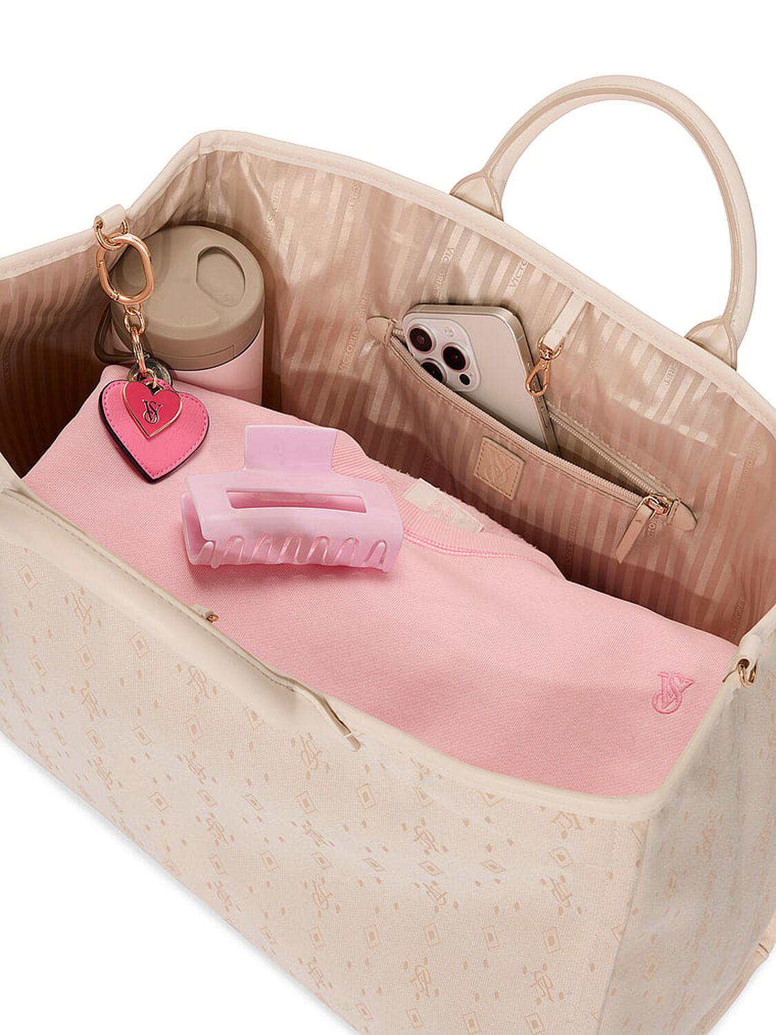 vs Victoria's Secret Handle Tote Bag White Foyard 3 of 3 