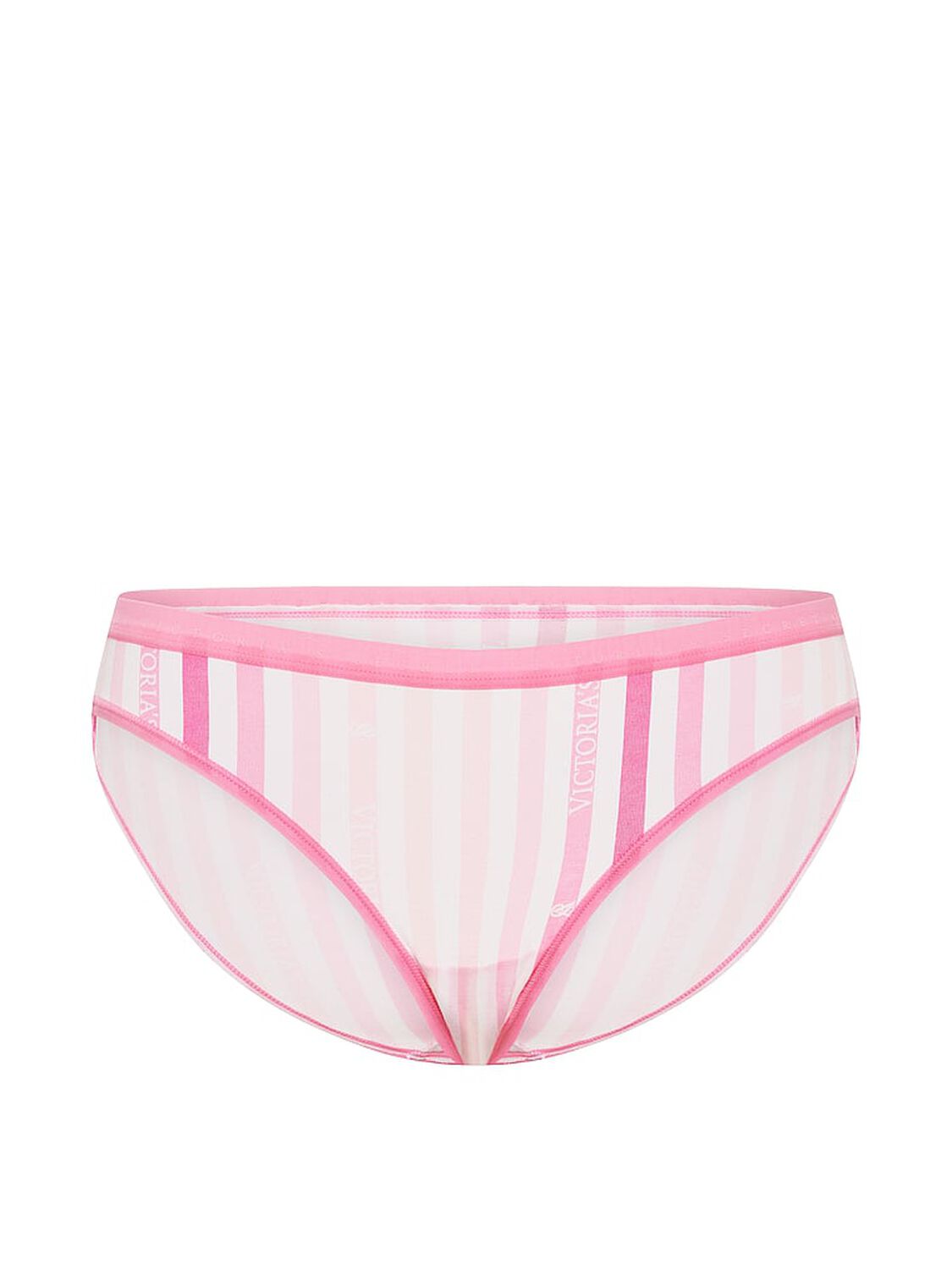 vs Victoria's Secret Stretch Cotton Bikini Panty Pink Logo Stripes 3 of 3 