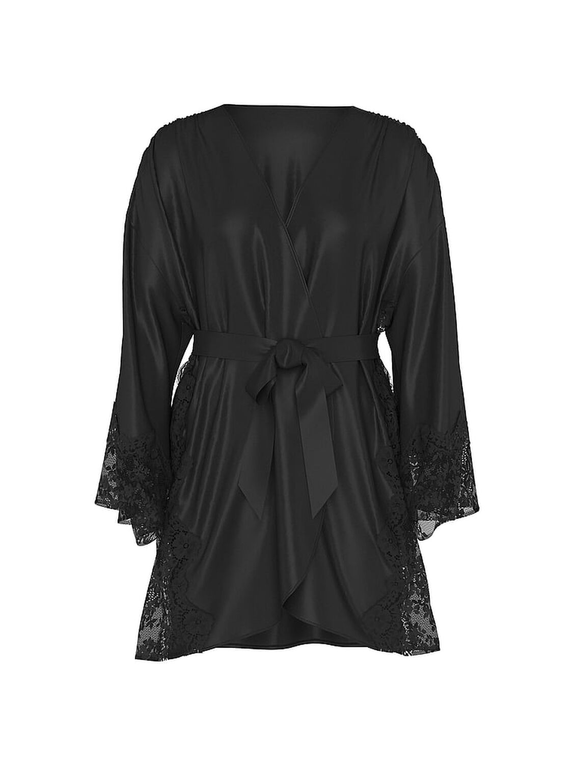 vs Dream Angels Satin & Lace Trim Robe Black 3 of 3 