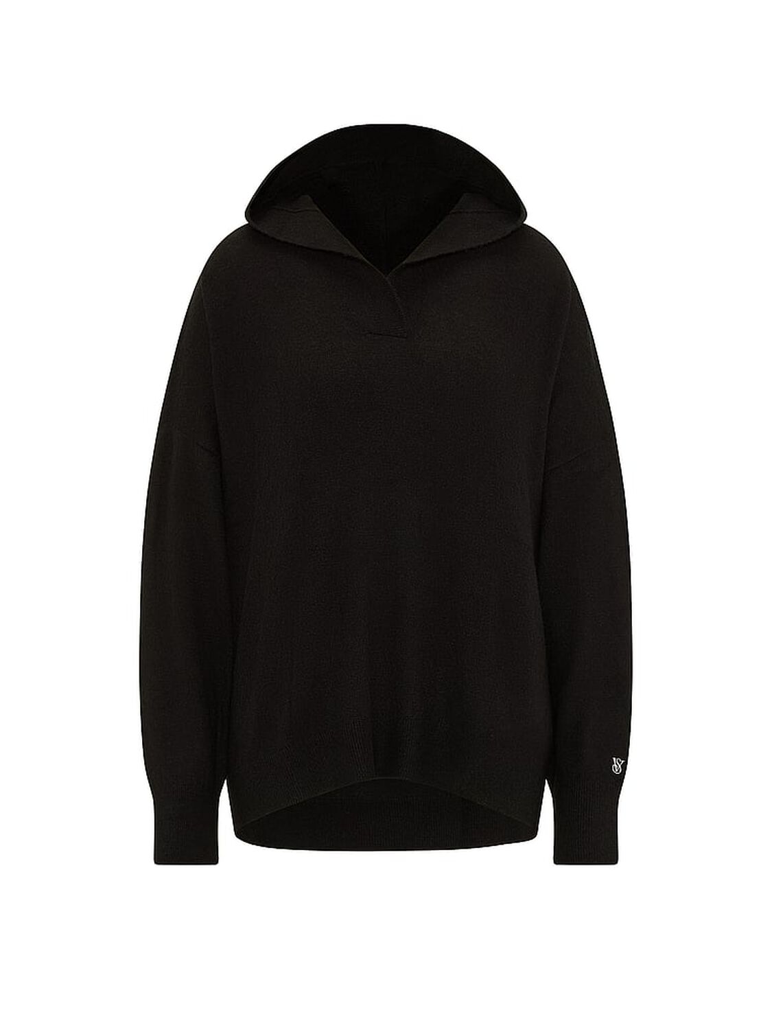 vs Victoria's Secret Luxe Knit V-Neck Hoodie Sweater Black 3 of 3 