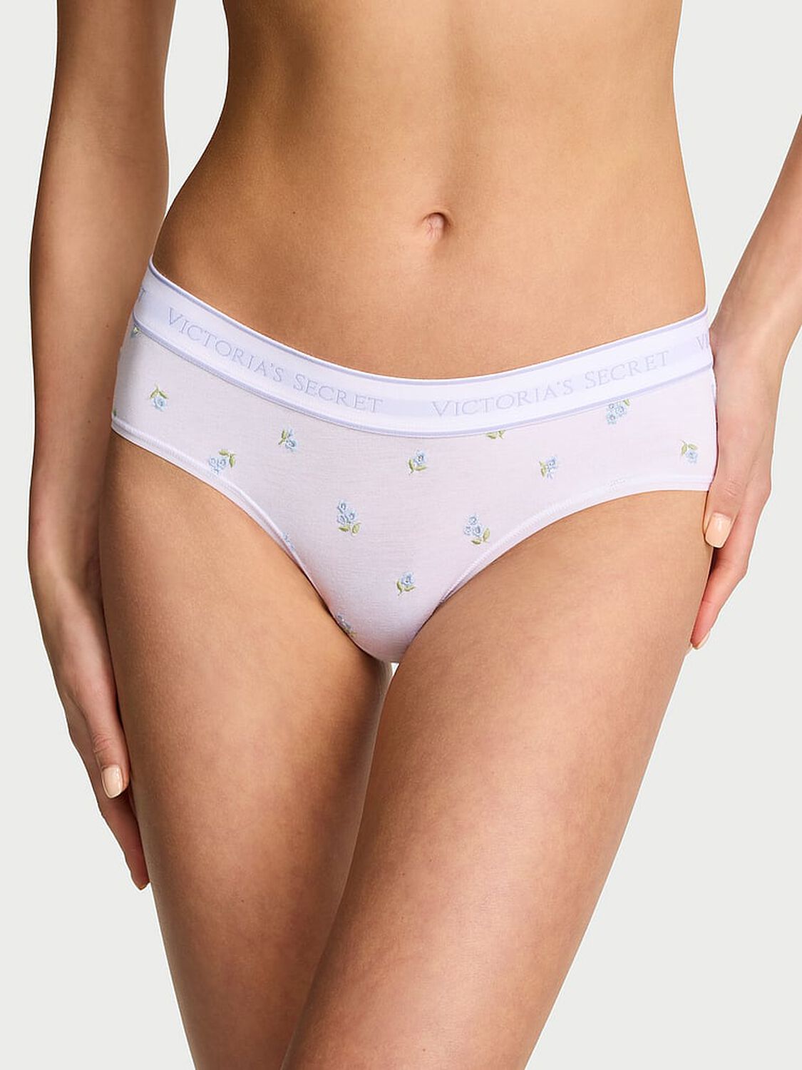 vs Cotton Logo Cotton Embroidered Hiphugger Panty White 1 of 3 