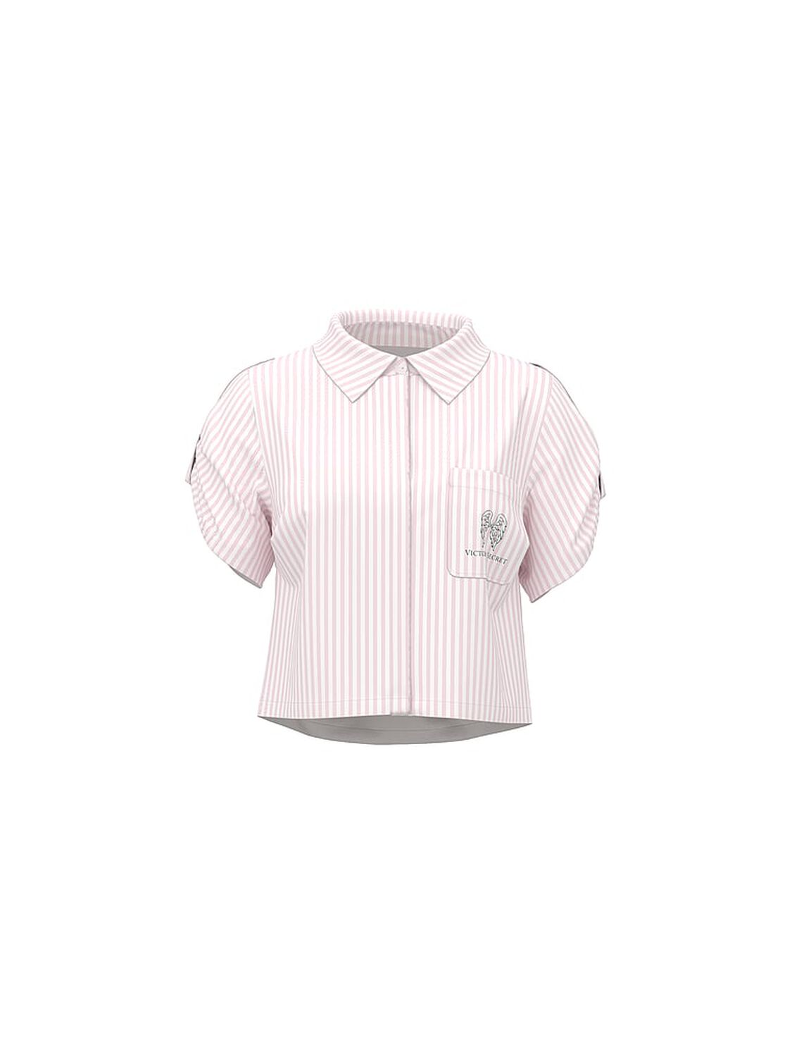 vs Victoria's Secret Swim Beachwear Heritage Stripe Linen Boxy Short-Sleeve Top Iconic Stripe 3 of 3 