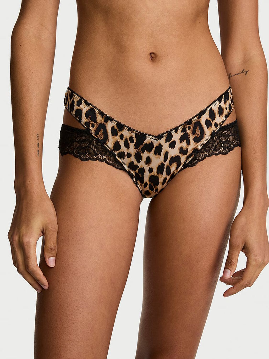 vs Very Sexy Rose Lace-Trim Cut-Out Cheeky Panty Leopard 1 of 3 