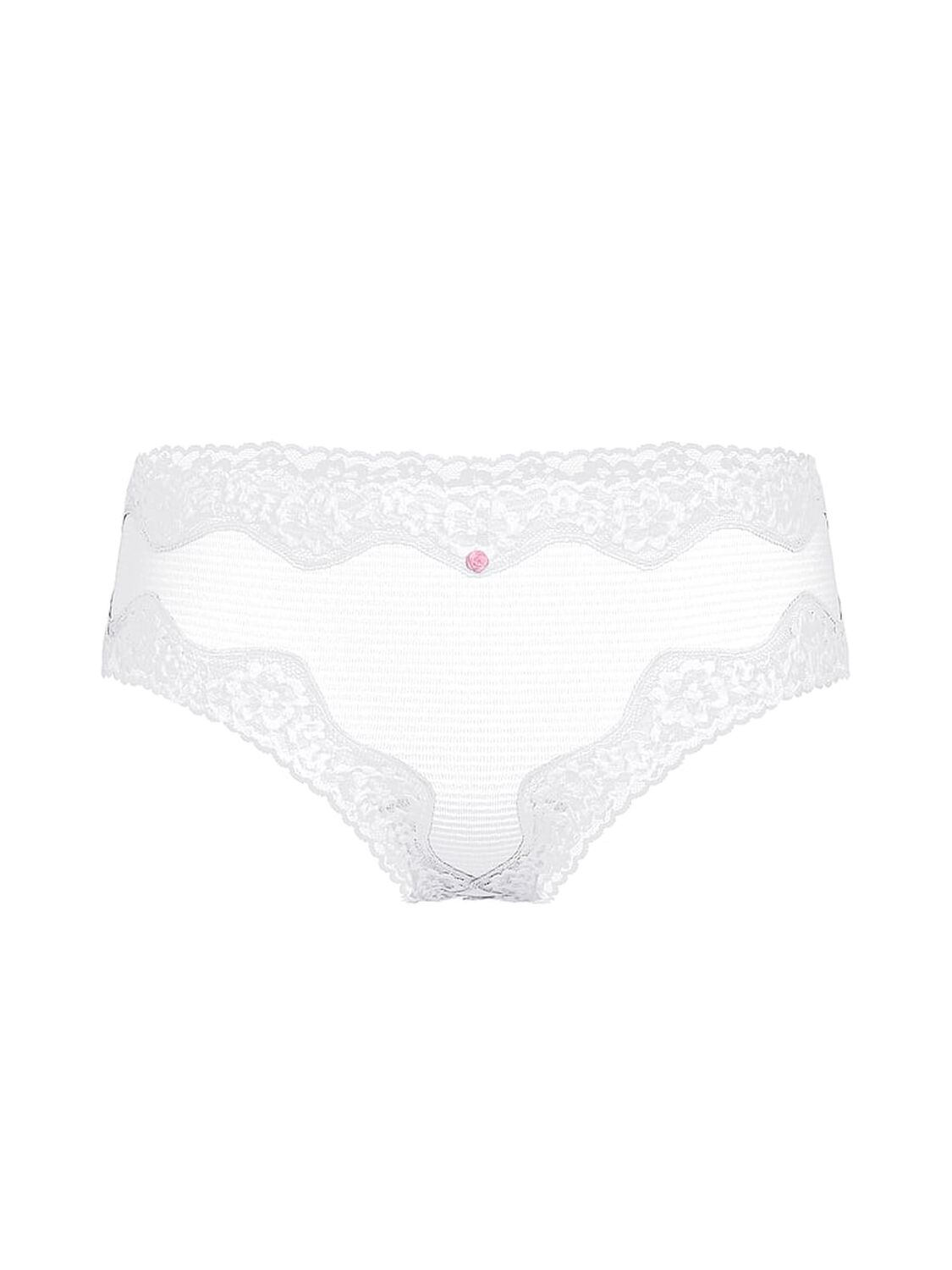 vs The Lacie Cotton Shadow Stripe Lace-Waist Cheeky Panty Vs White 3 of 4 