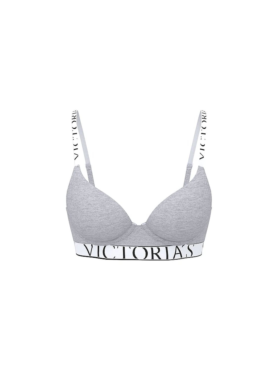 vs The T-Shirt Cotton Exploded Logo Lightly Lined Demi Bra Medium Heather Grey 3 of 3 