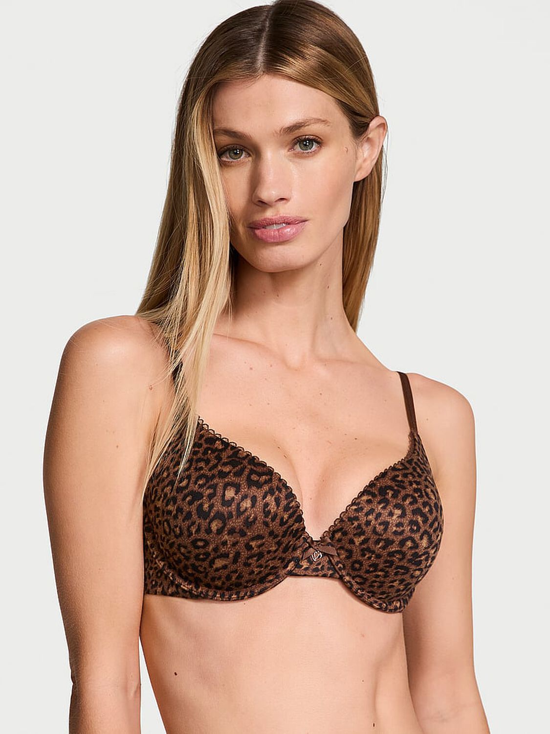 vs Body By Victoria Perfect Shape Smooth Push-Up Bra Ganache Glam Leopard 1 of 3 